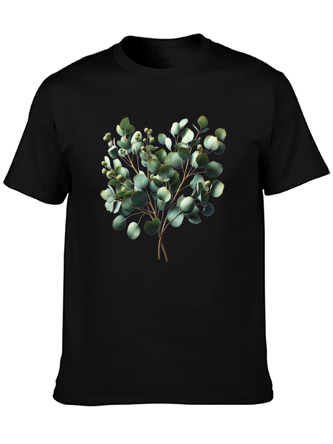 Eucalyptus Print Black T-Shirt