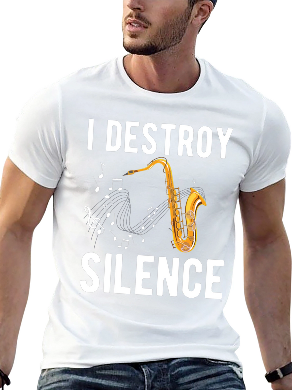 I Destroy Silence Saxophone T-Shirt