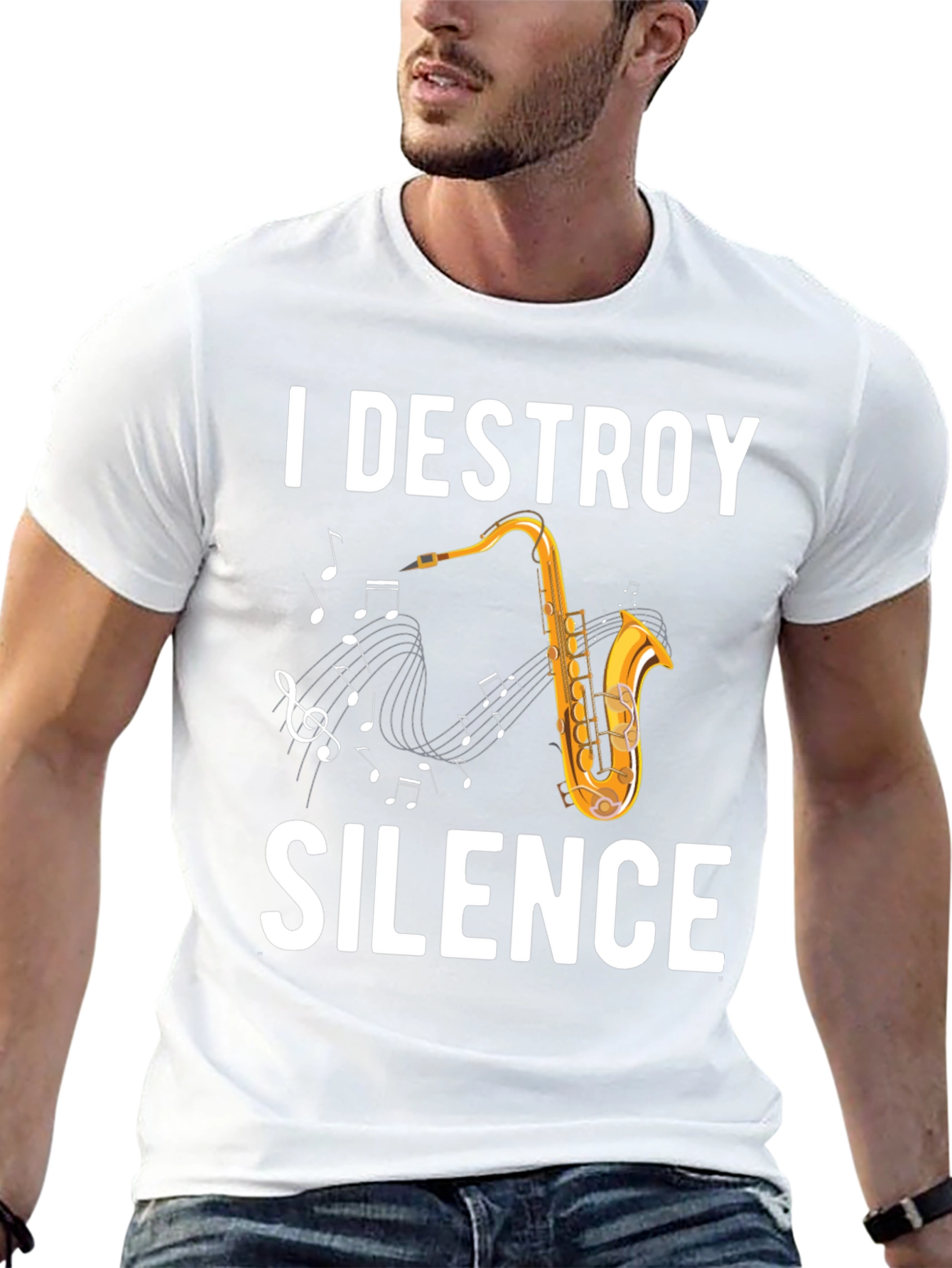 I Destroy Silence Saxophone T-Shirt