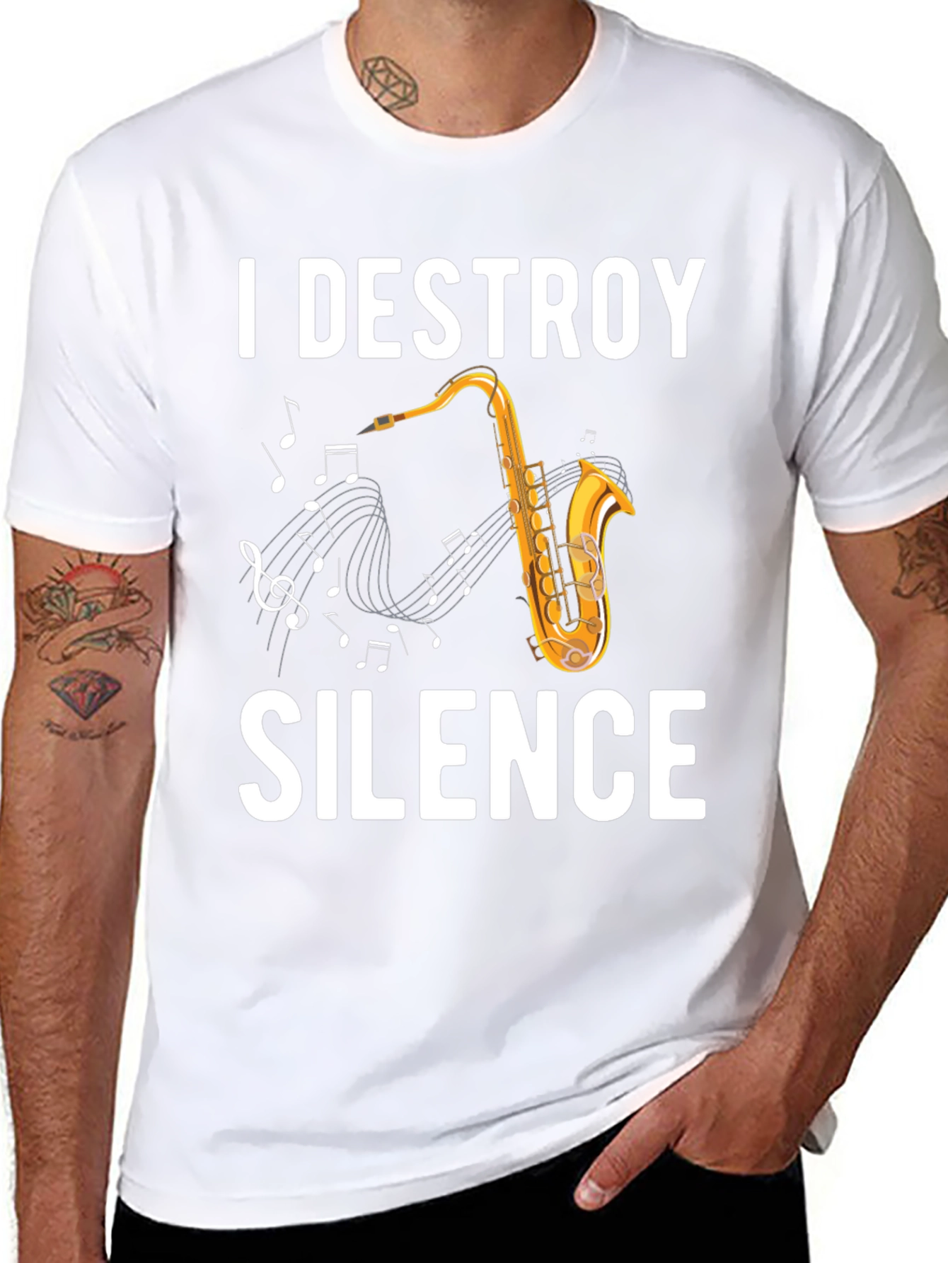 I Destroy Silence Saxophone T-Shirt