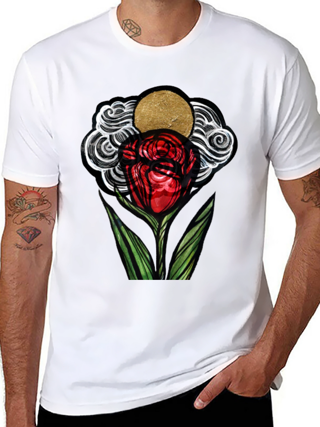 Artistic Rose Graphic T-Shirt