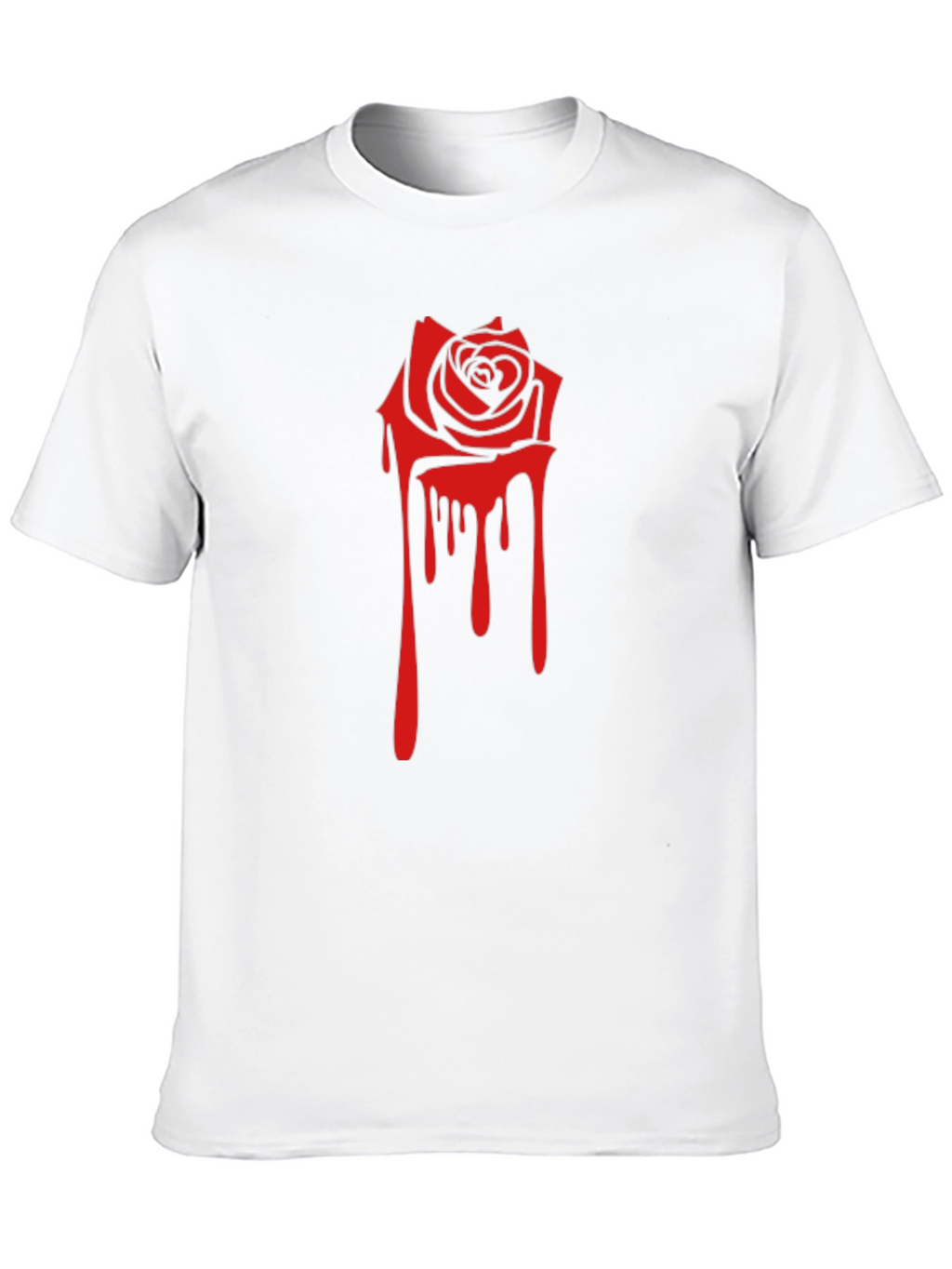 Black Tee with Red Dripping Rose Graphic