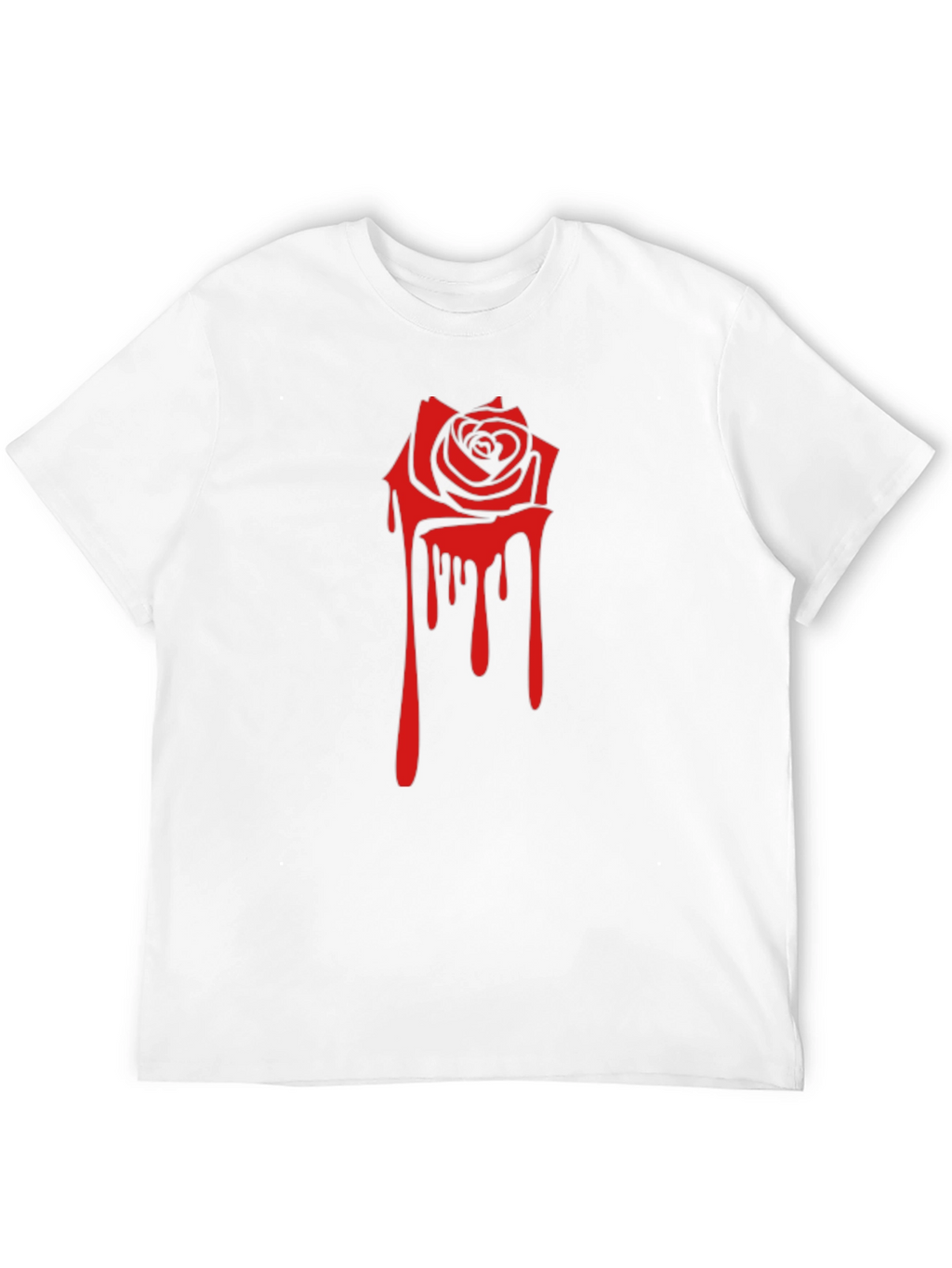 Black Tee with Red Dripping Rose Graphic
