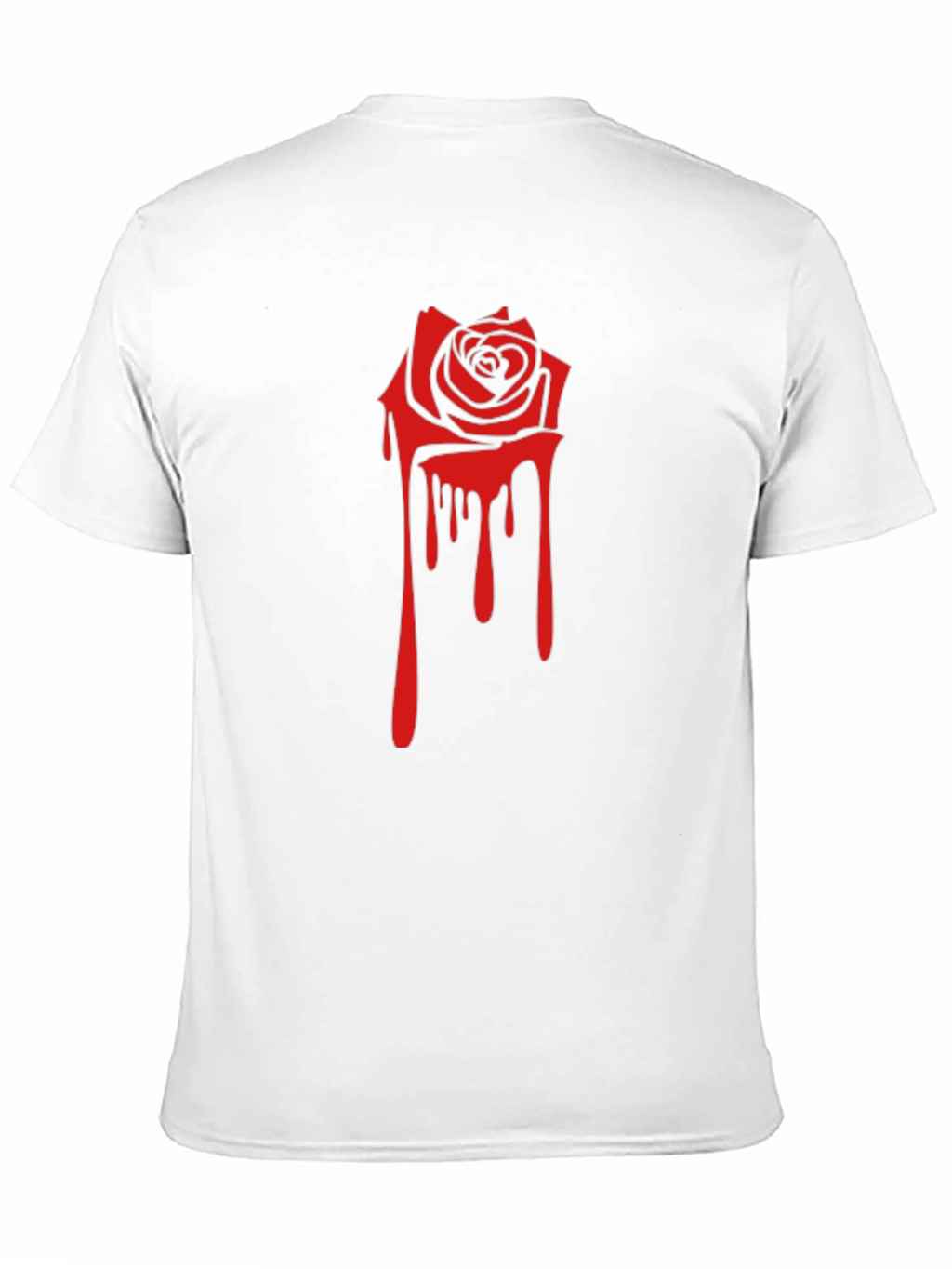 Black Tee with Red Dripping Rose Graphic