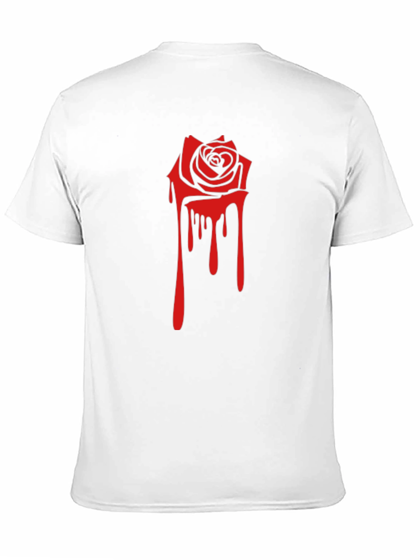 Black Tee with Red Dripping Rose Graphic