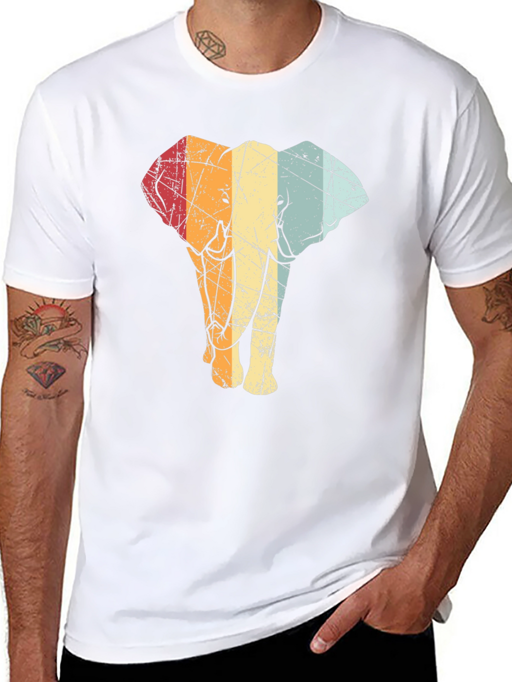 Retro Elephant Graphic Tee - Black T-Shirt