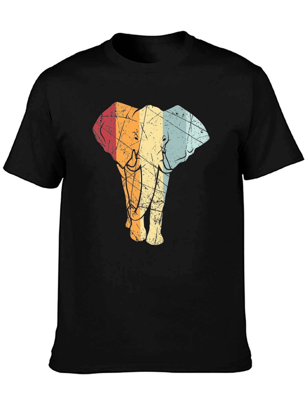 Retro Elephant Graphic Tee - Black T-Shirt