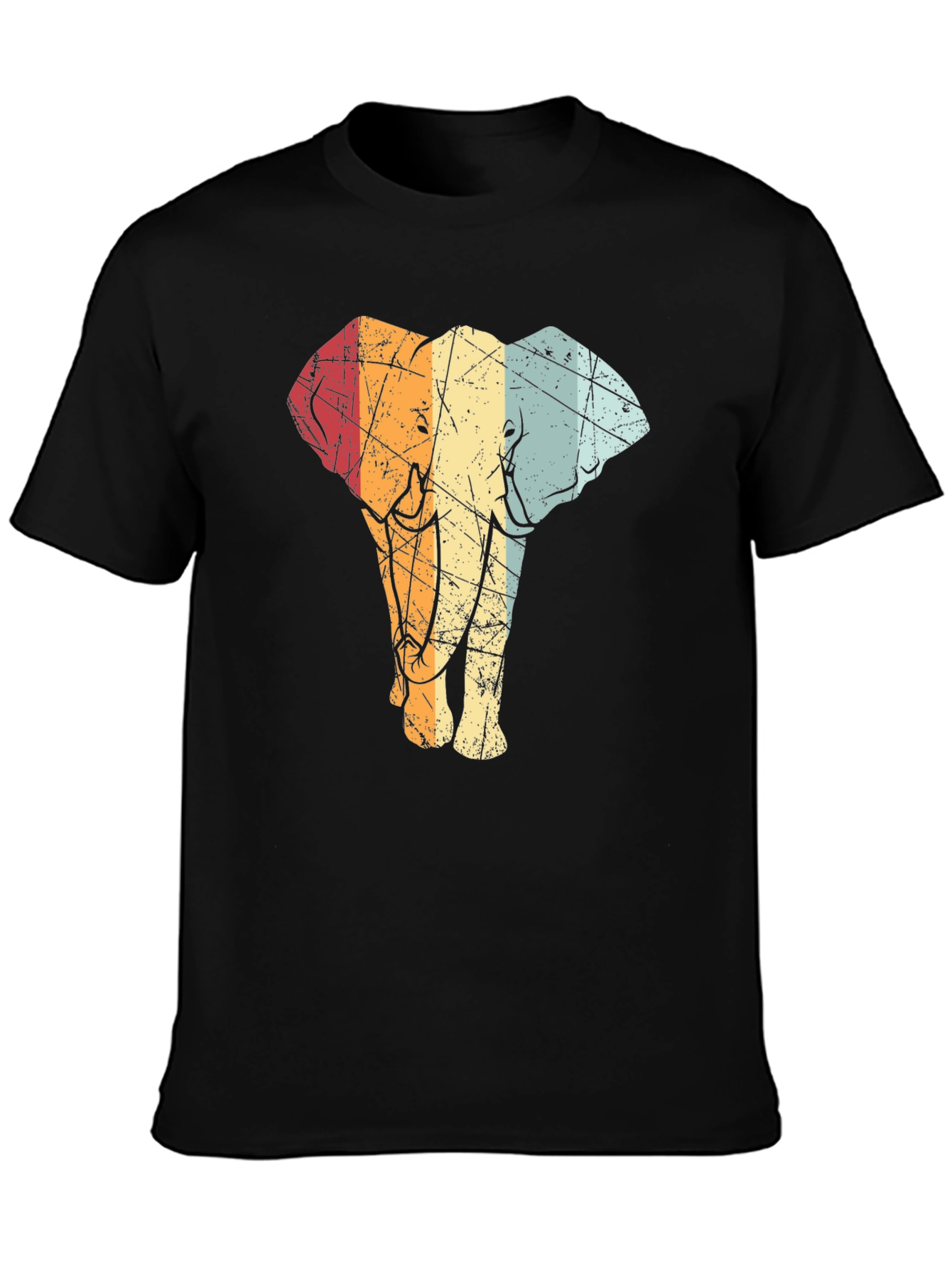 Retro Elephant Graphic Tee - Black T-Shirt