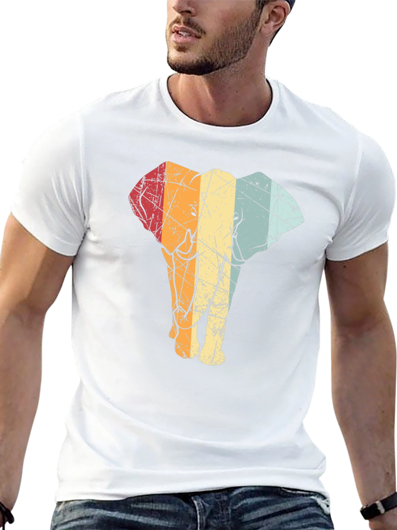 Retro Elephant Graphic Tee - Black T-Shirt