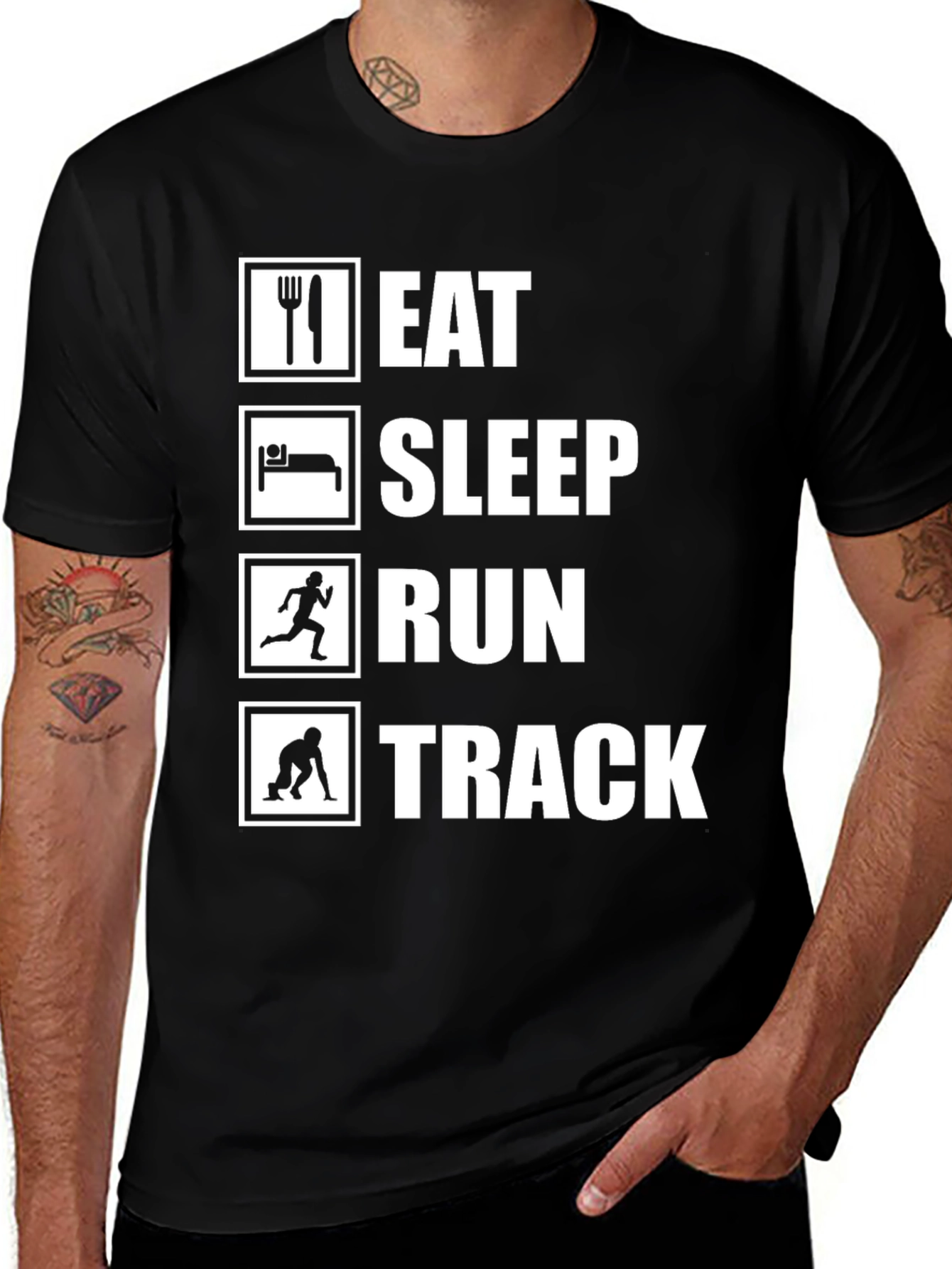 Eat Sleep Run Track T-Shirt - Runners Motivation