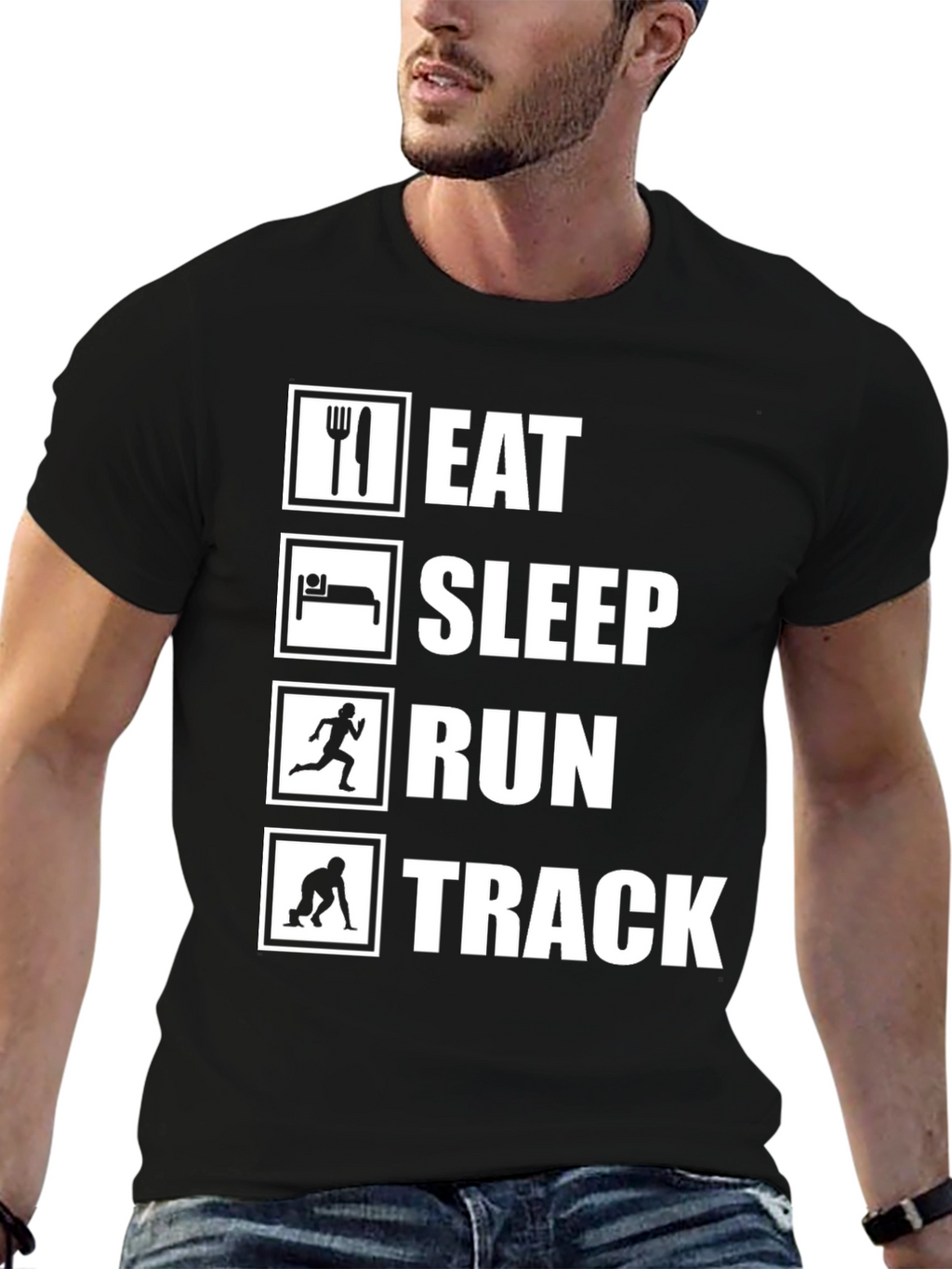 Eat Sleep Run Track T-Shirt - Runners Motivation