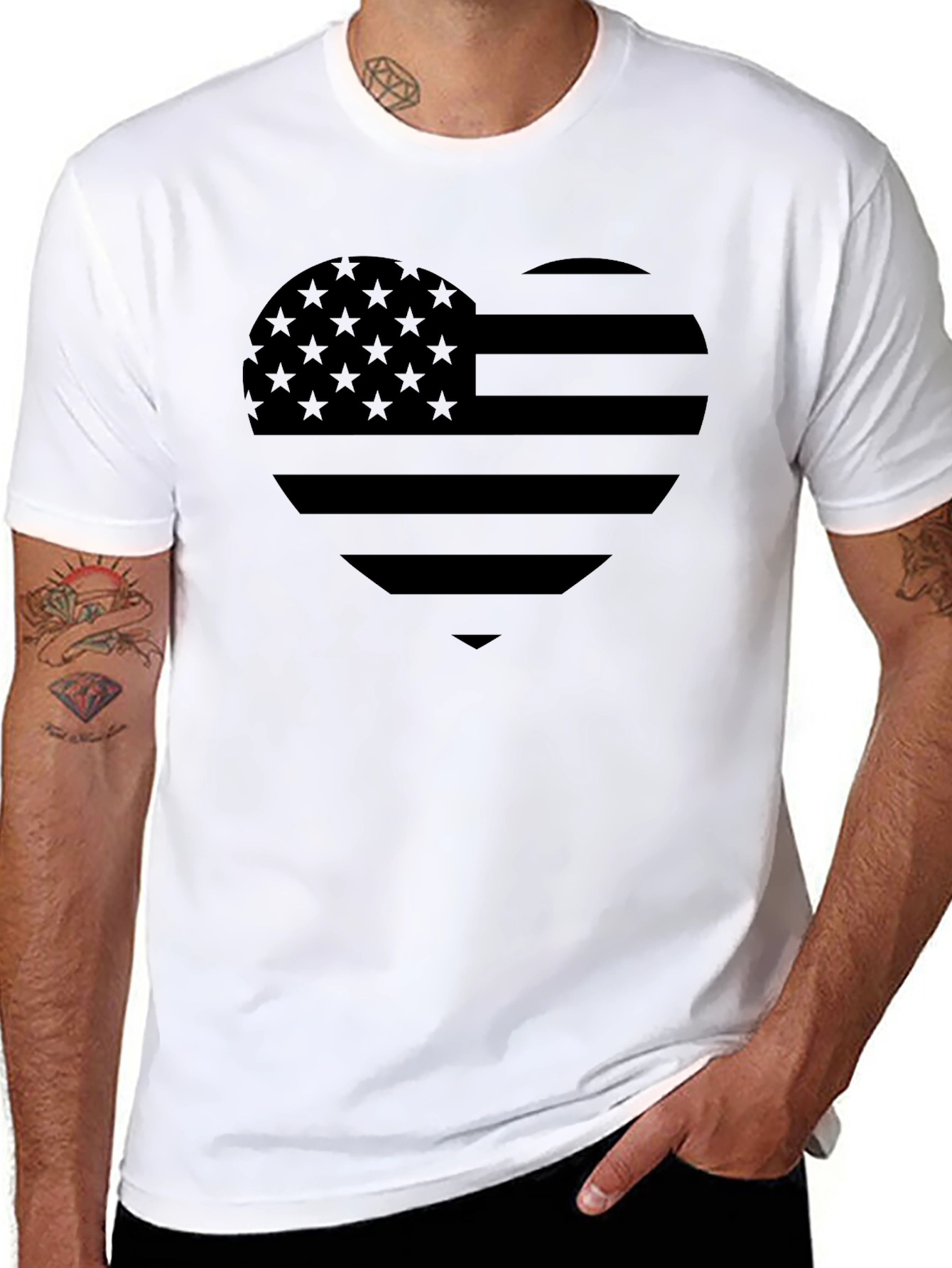 American Flag Heart T-Shirt - Patriotic Tee