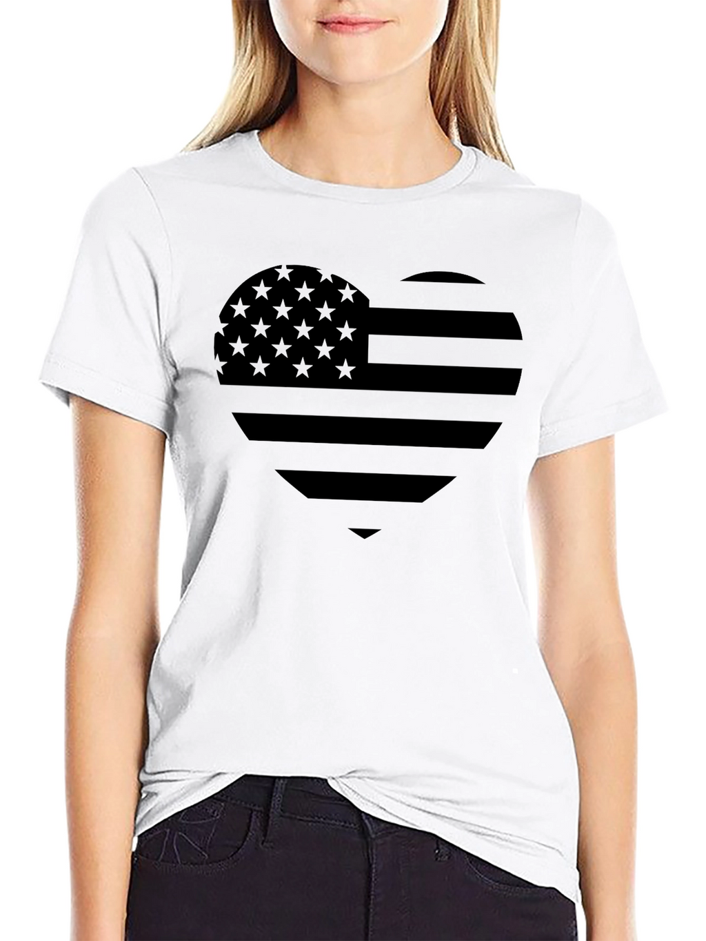 American Flag Heart T-Shirt - Patriotic Tee
