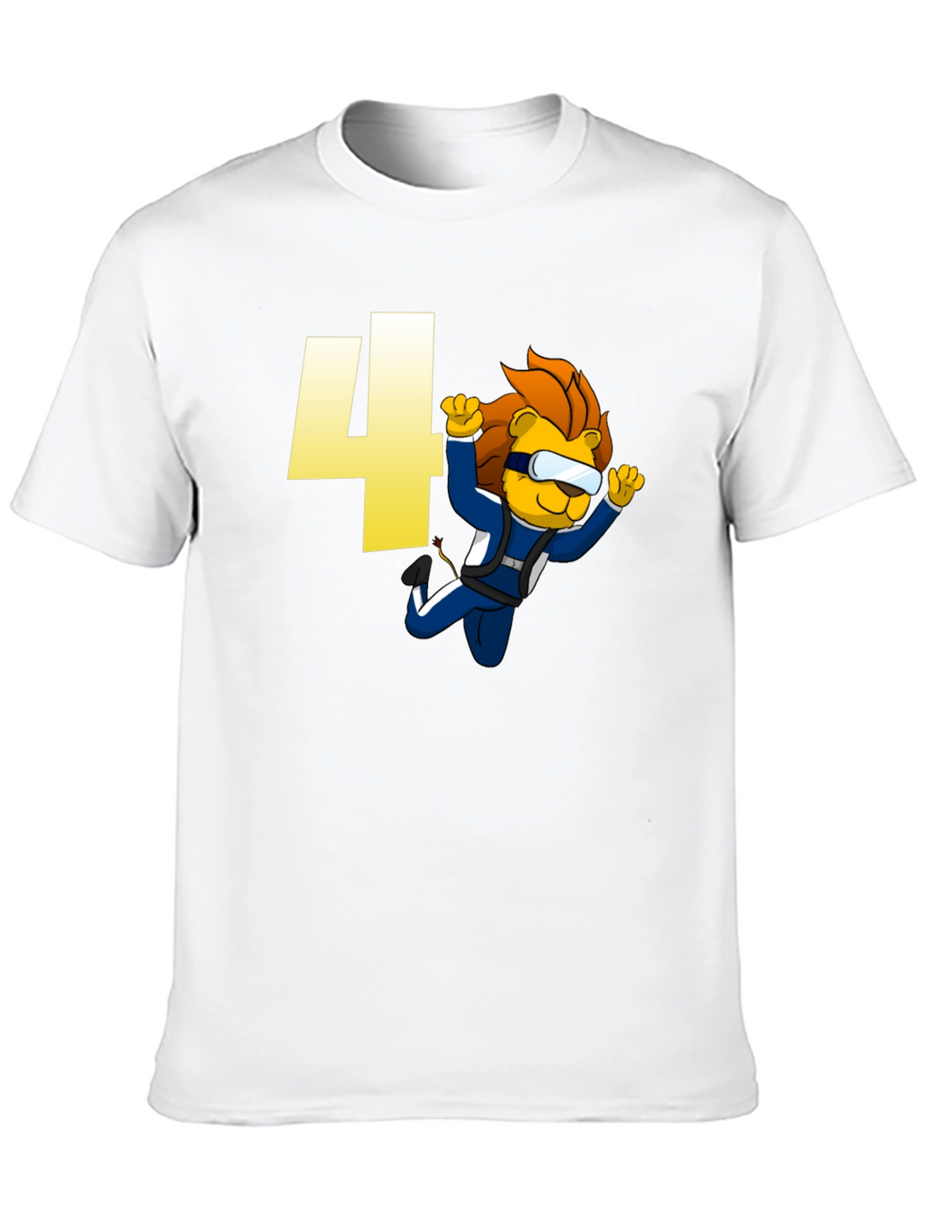 Skydiving Lion Kids T-Shirt Birthday Number Four Design