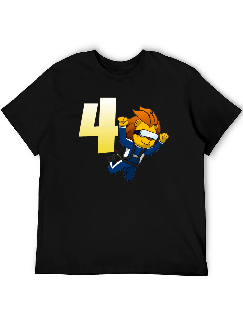 Skydiving Lion Kids T-Shirt Birthday Number Four Design