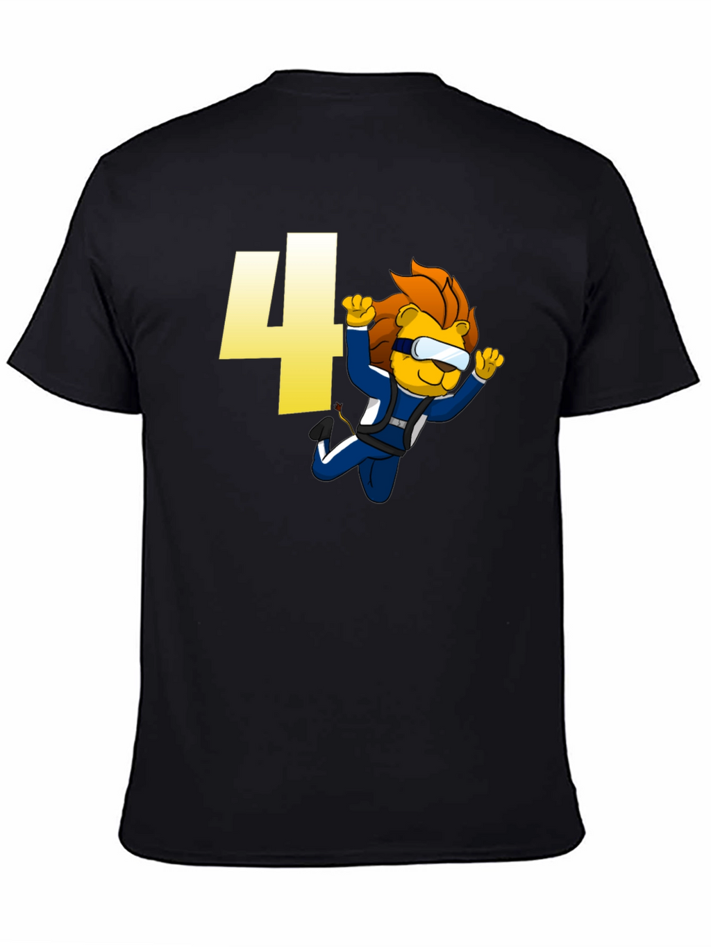 Skydiving Lion Kids T-Shirt Birthday Number Four Design