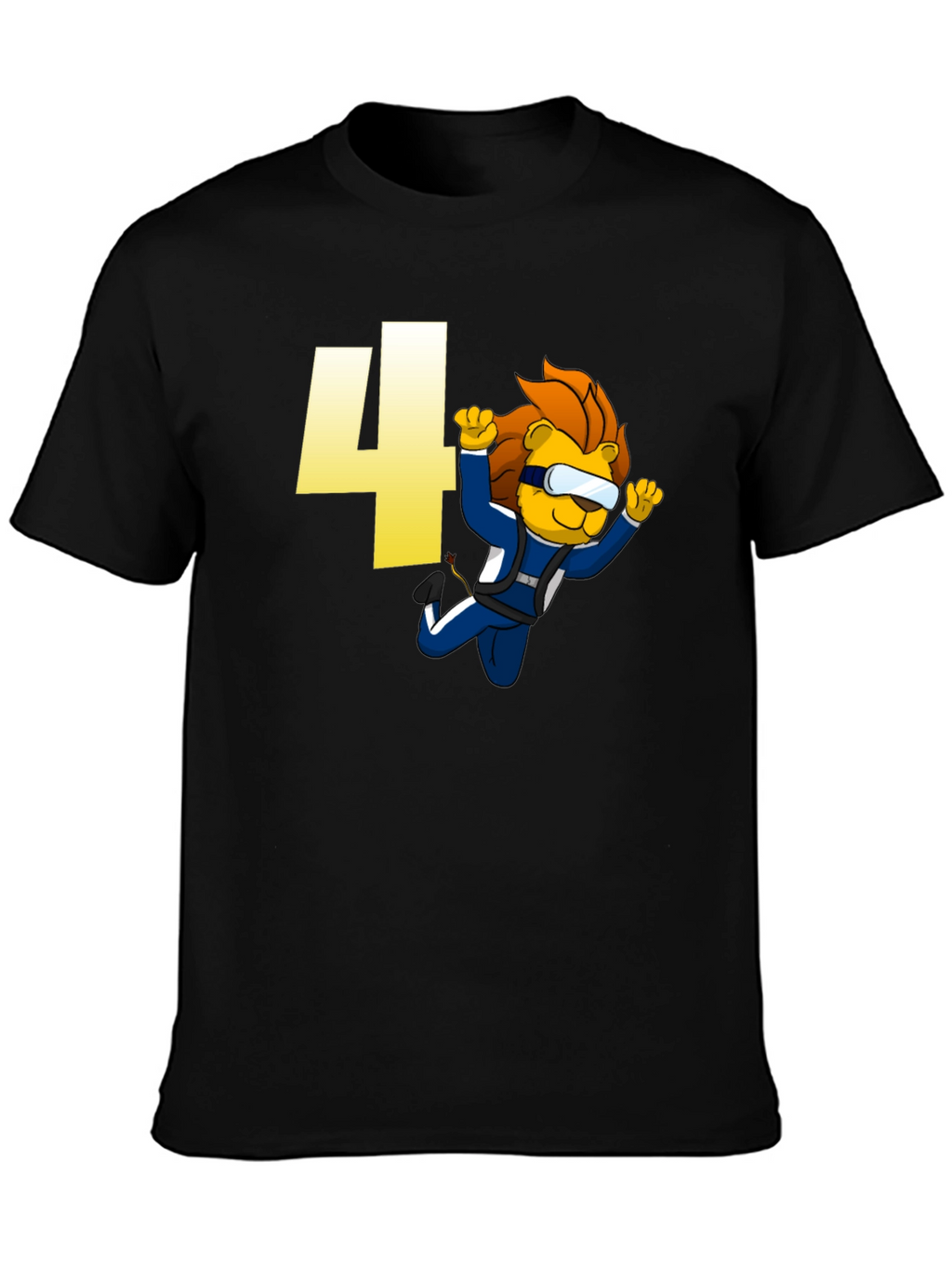 Skydiving Lion Kids T-Shirt Birthday Number Four Design