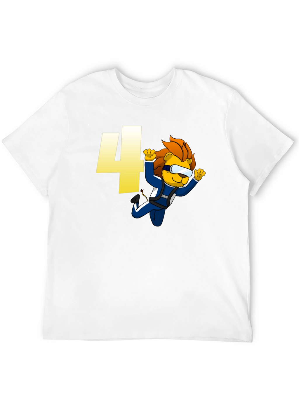 Skydiving Lion Kids T-Shirt Birthday Number Four Design