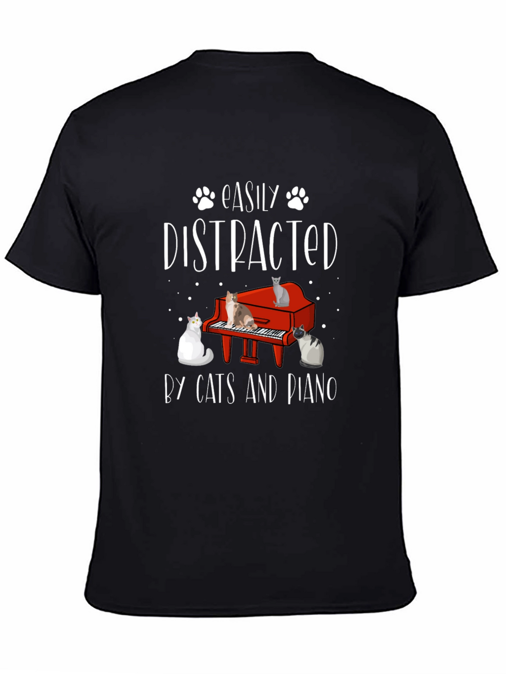 Easily Distracted by Cats and Piano Graphic Tee