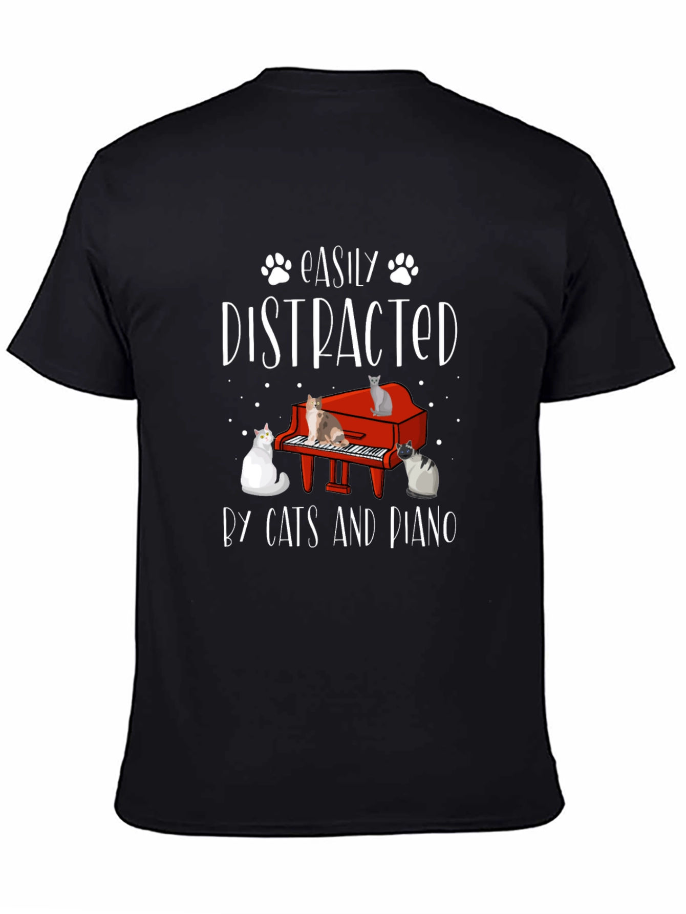 Easily Distracted by Cats and Piano Graphic Tee