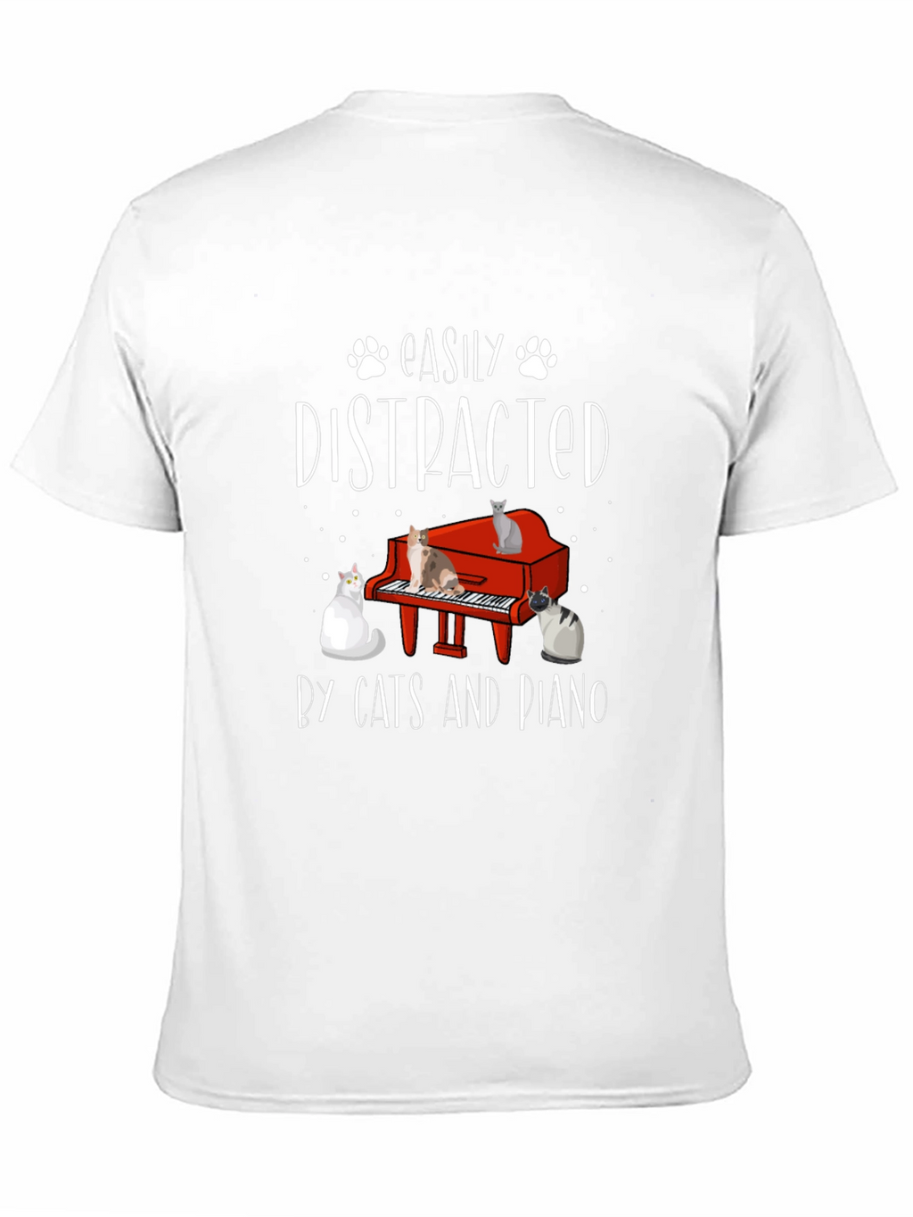 Easily Distracted by Cats and Piano Graphic Tee