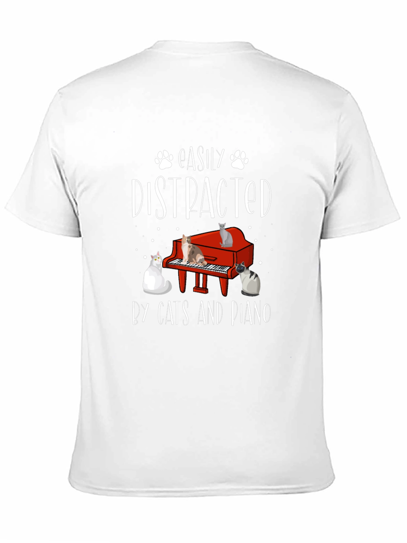 Easily Distracted by Cats and Piano Graphic Tee