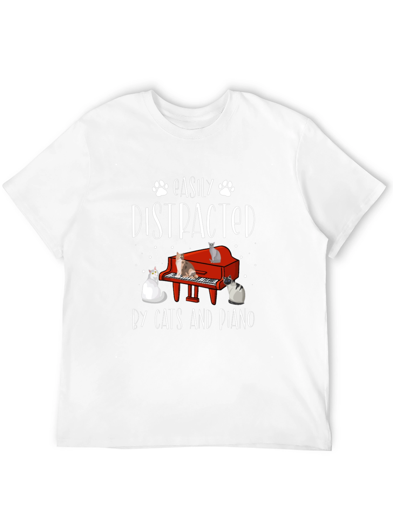 Easily Distracted by Cats and Piano Graphic Tee