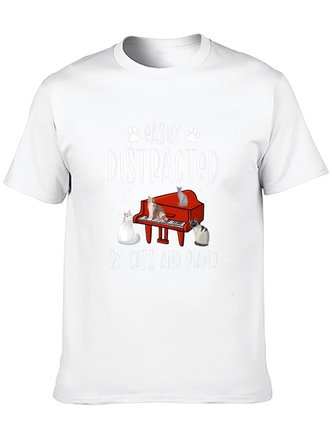Easily Distracted by Cats and Piano Graphic Tee