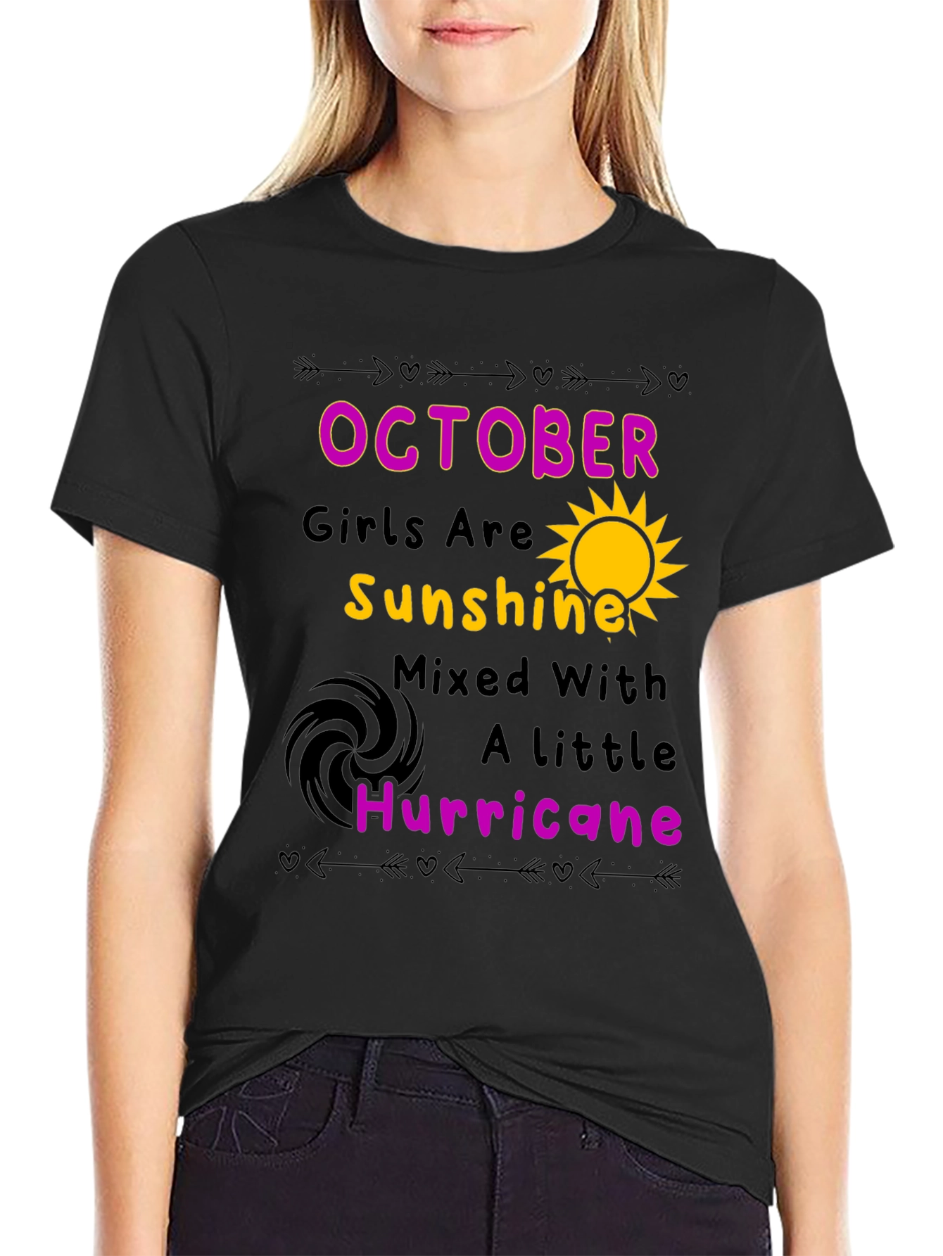 October Girls Sunshine Hurricane Black T-Shirt