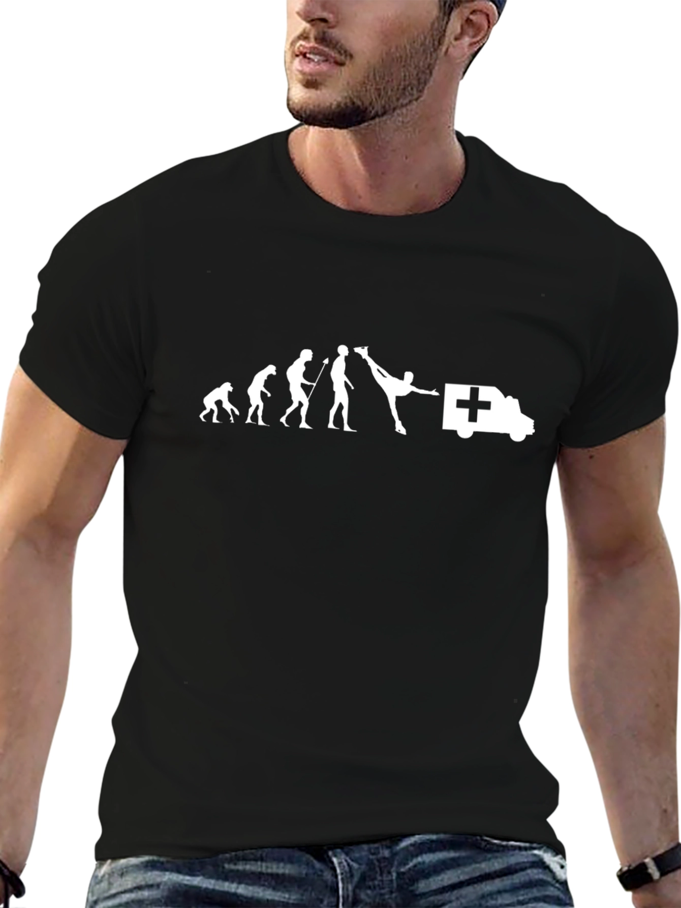 Evolution of Kicking Ambulance Funny T-Shirt