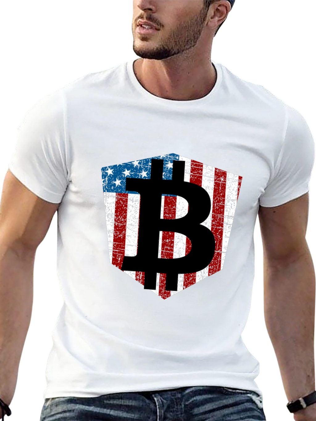 American Flag Bitcoin Black T-Shirt