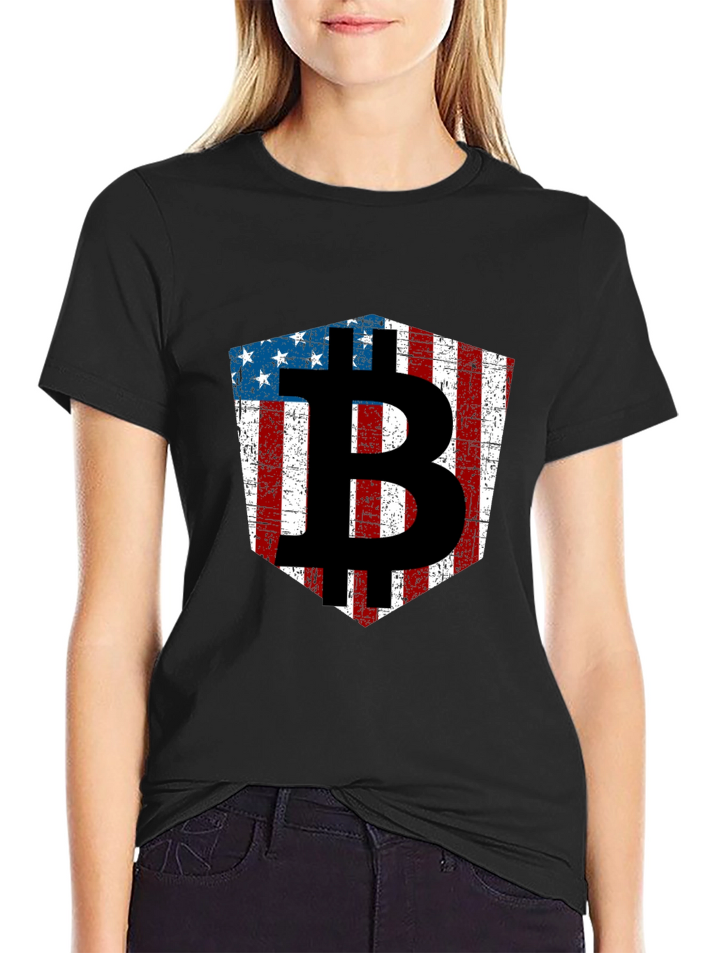 American Flag Bitcoin Black T-Shirt