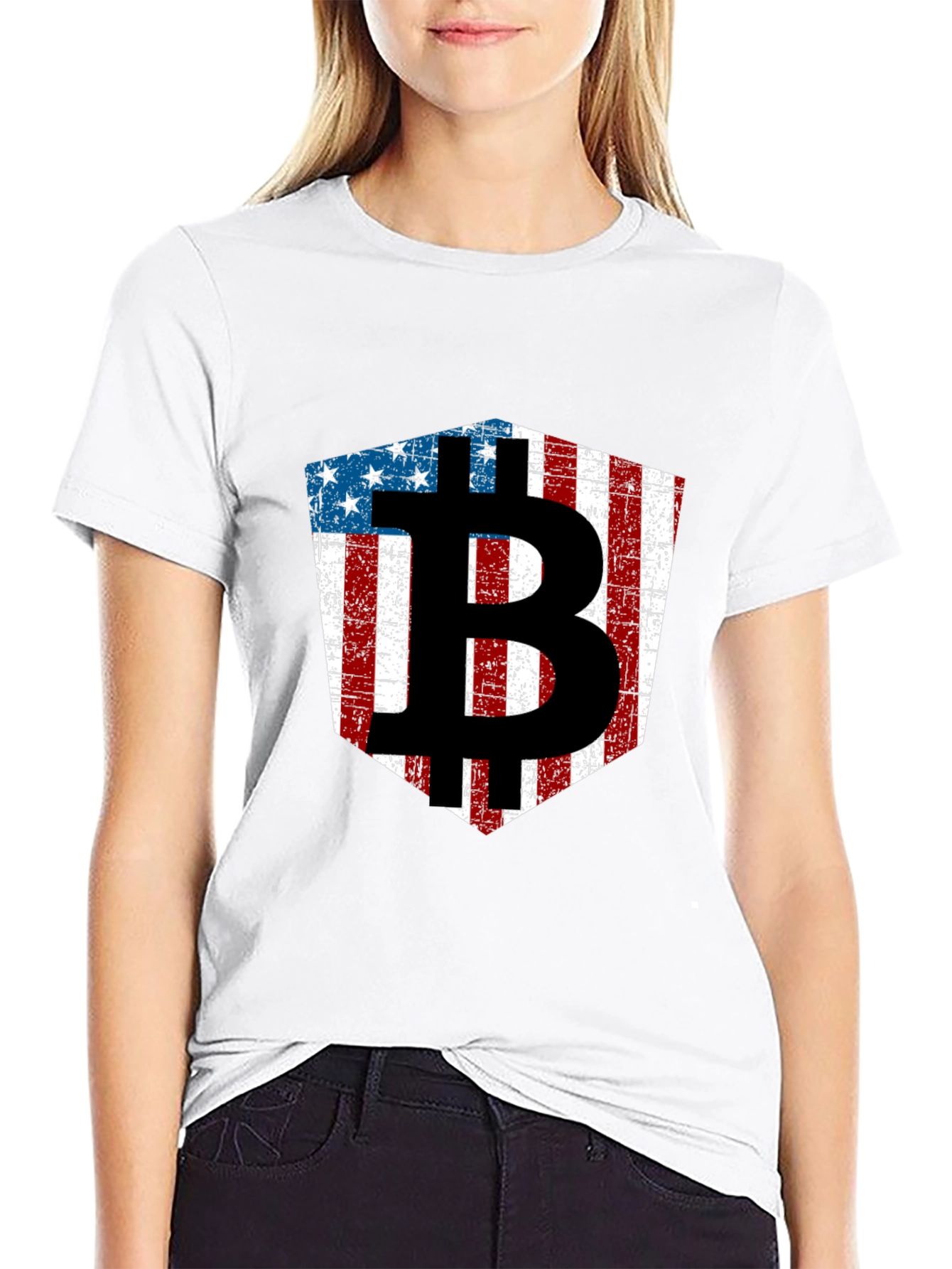 American Flag Bitcoin Black T-Shirt