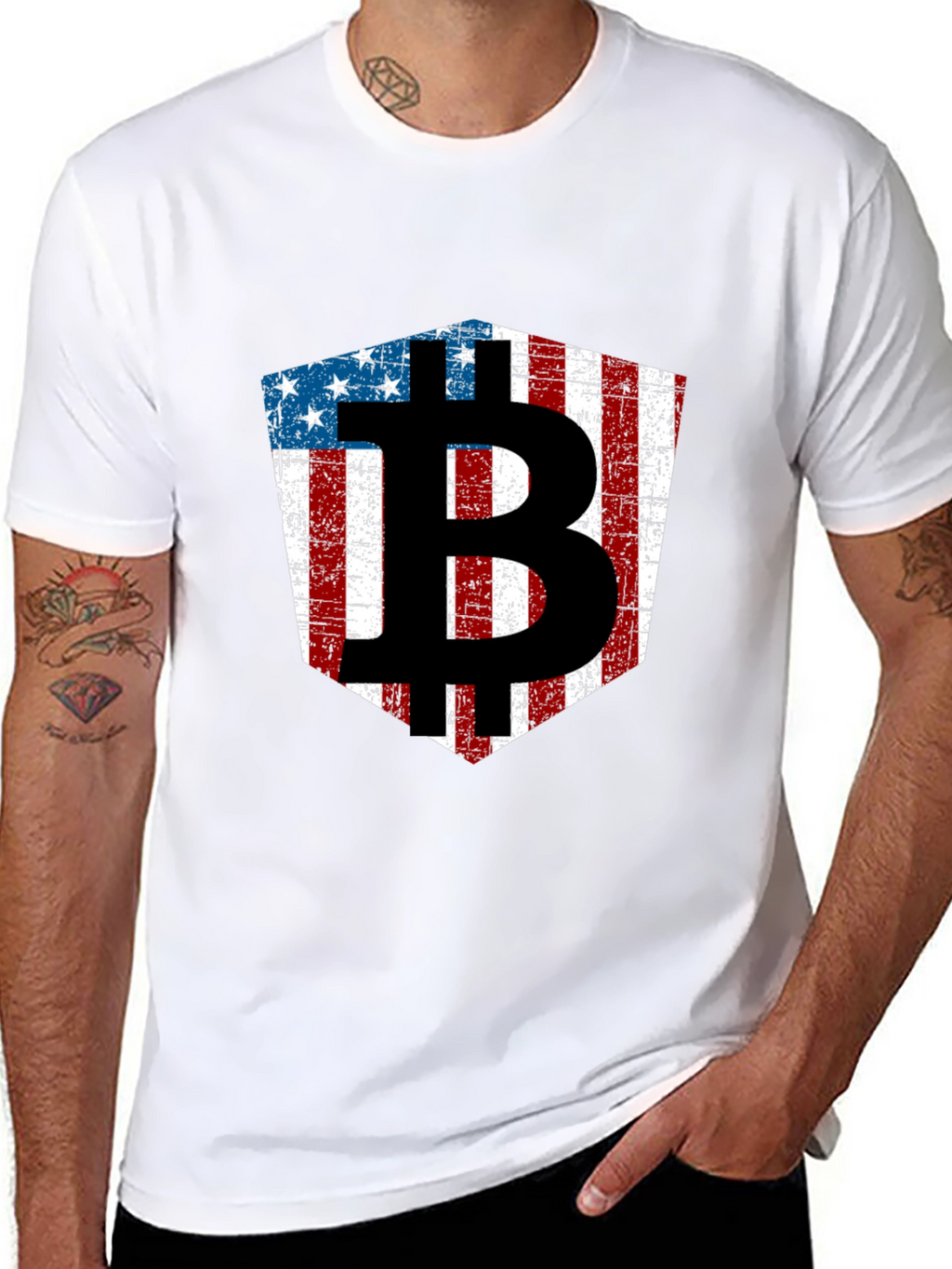 American Flag Bitcoin Black T-Shirt