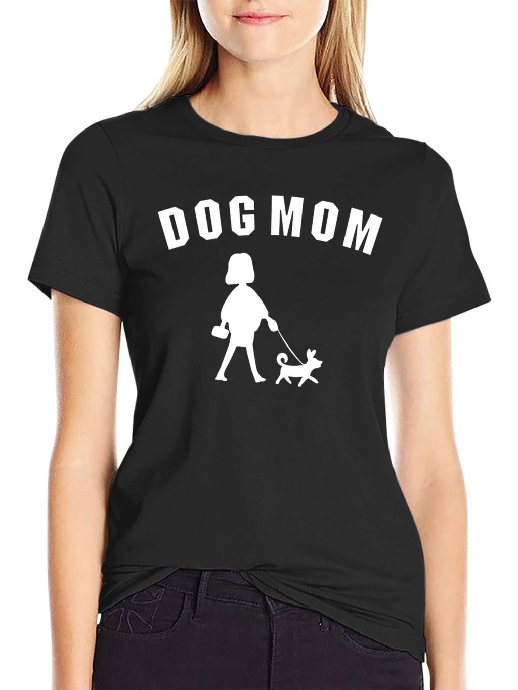 Dog Mom Graphic T-Shirt - Black Cotton Blend