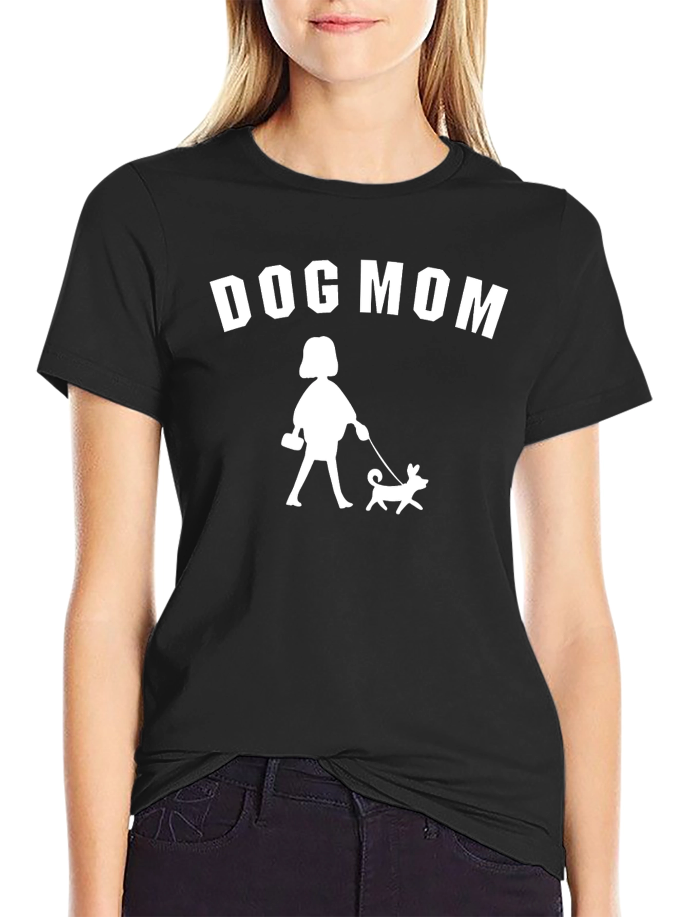 Dog Mom Graphic T-Shirt - Black Cotton Blend