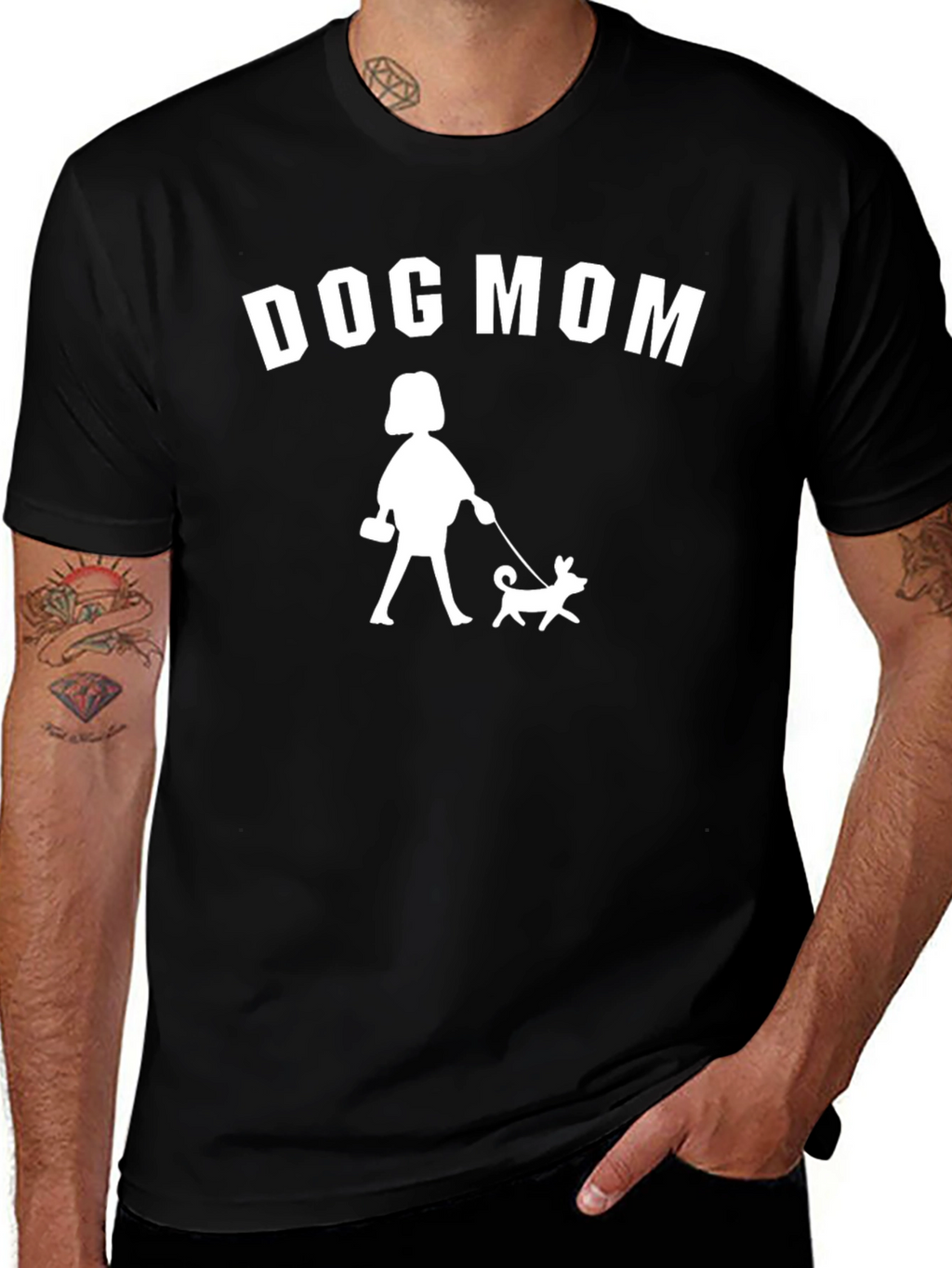 Dog Mom Graphic T-Shirt - Black Cotton Blend