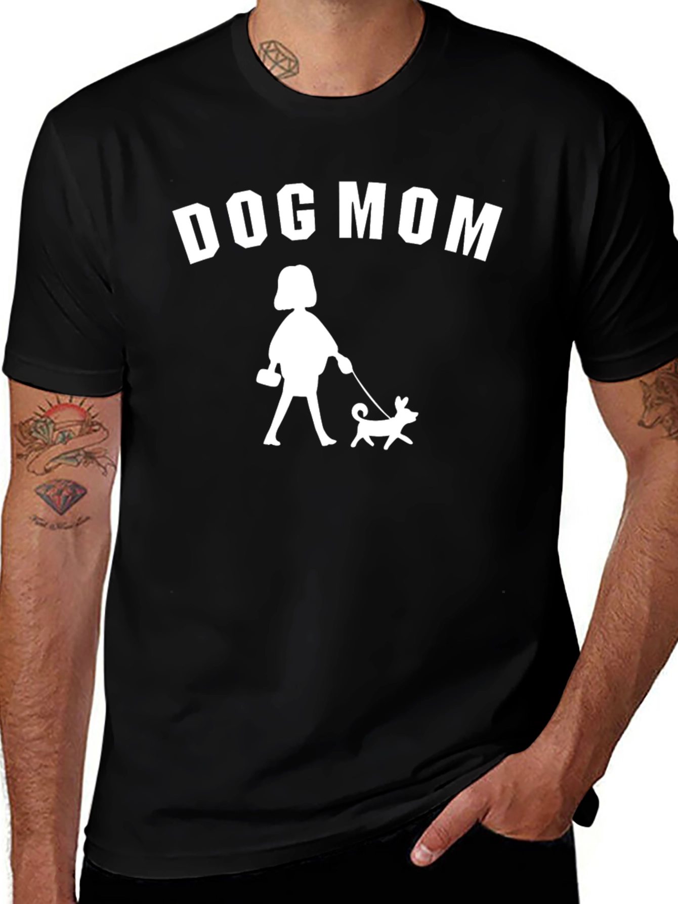 Dog Mom Graphic T-Shirt - Black Cotton Blend