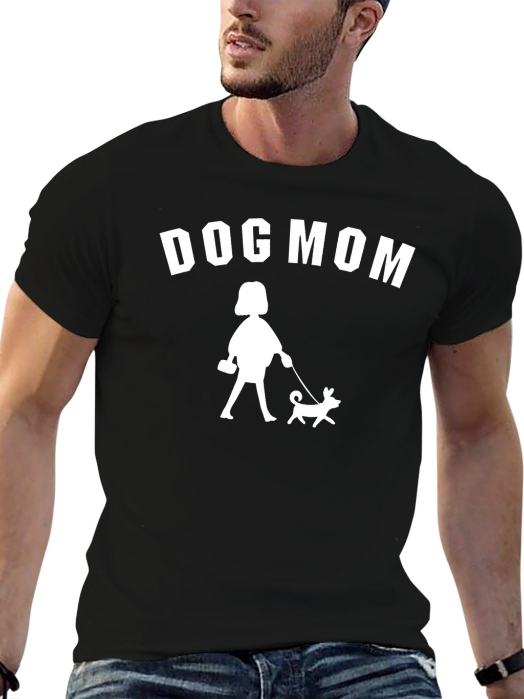 Dog Mom Graphic T-Shirt - Black Cotton Blend