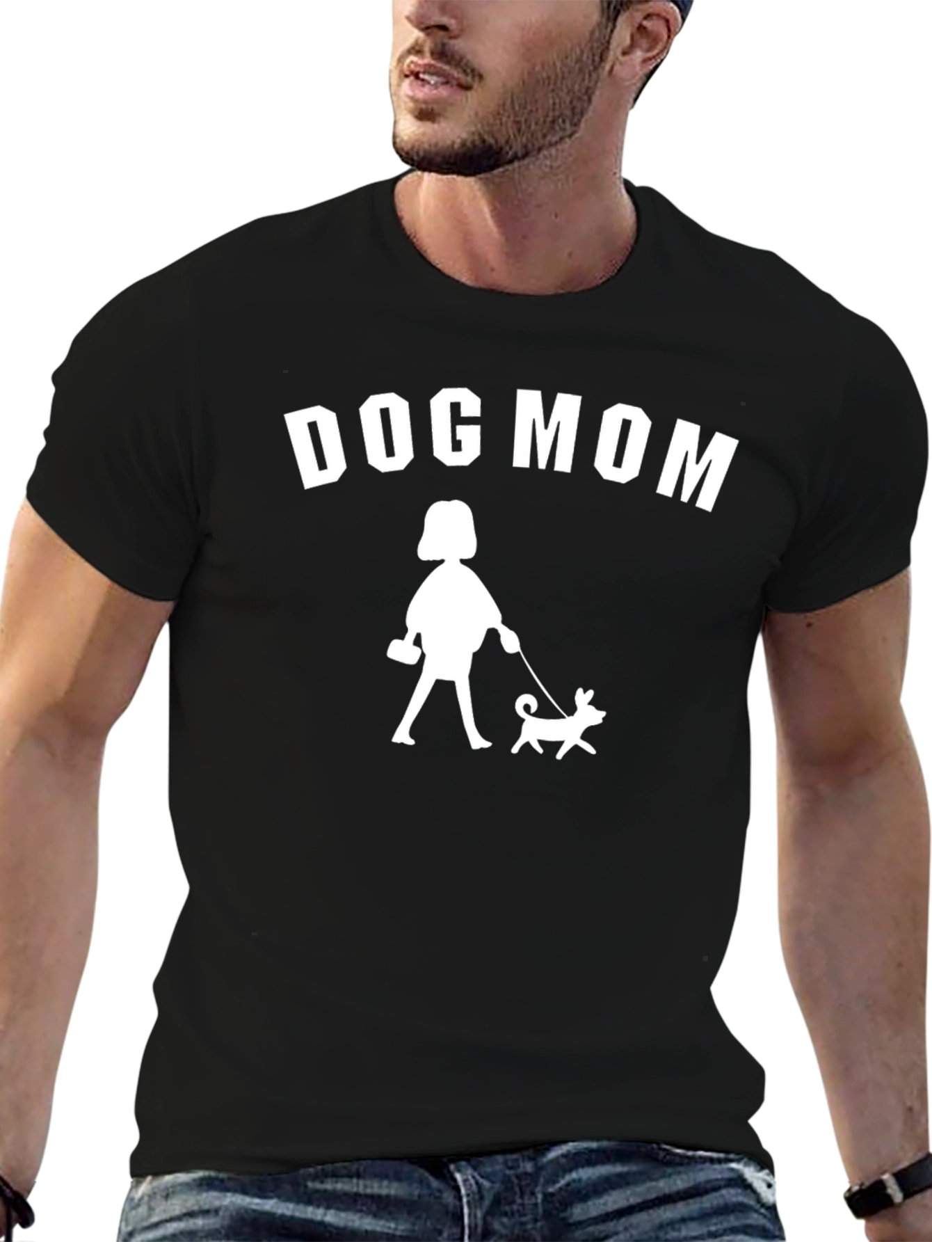 Dog Mom Graphic T-Shirt - Black Cotton Blend