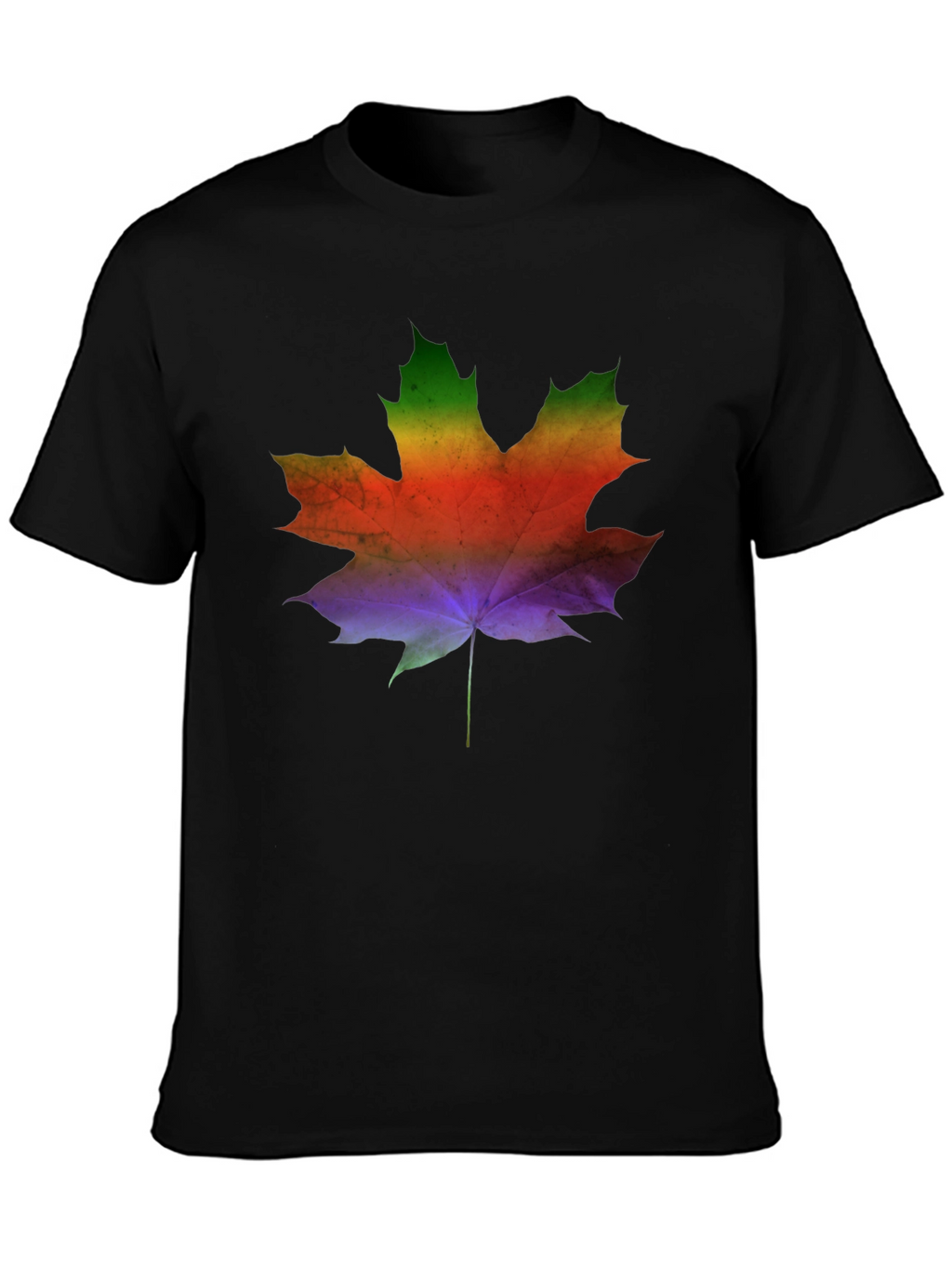 Rainbow Maple Leaf Graphic Tee - Mens Black T-Shirt
