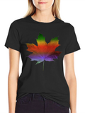 Rainbow Maple Leaf Graphic Tee - Mens Black T-Shirt