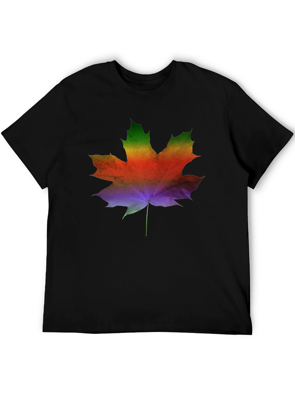Rainbow Maple Leaf Graphic Tee - Mens Black T-Shirt