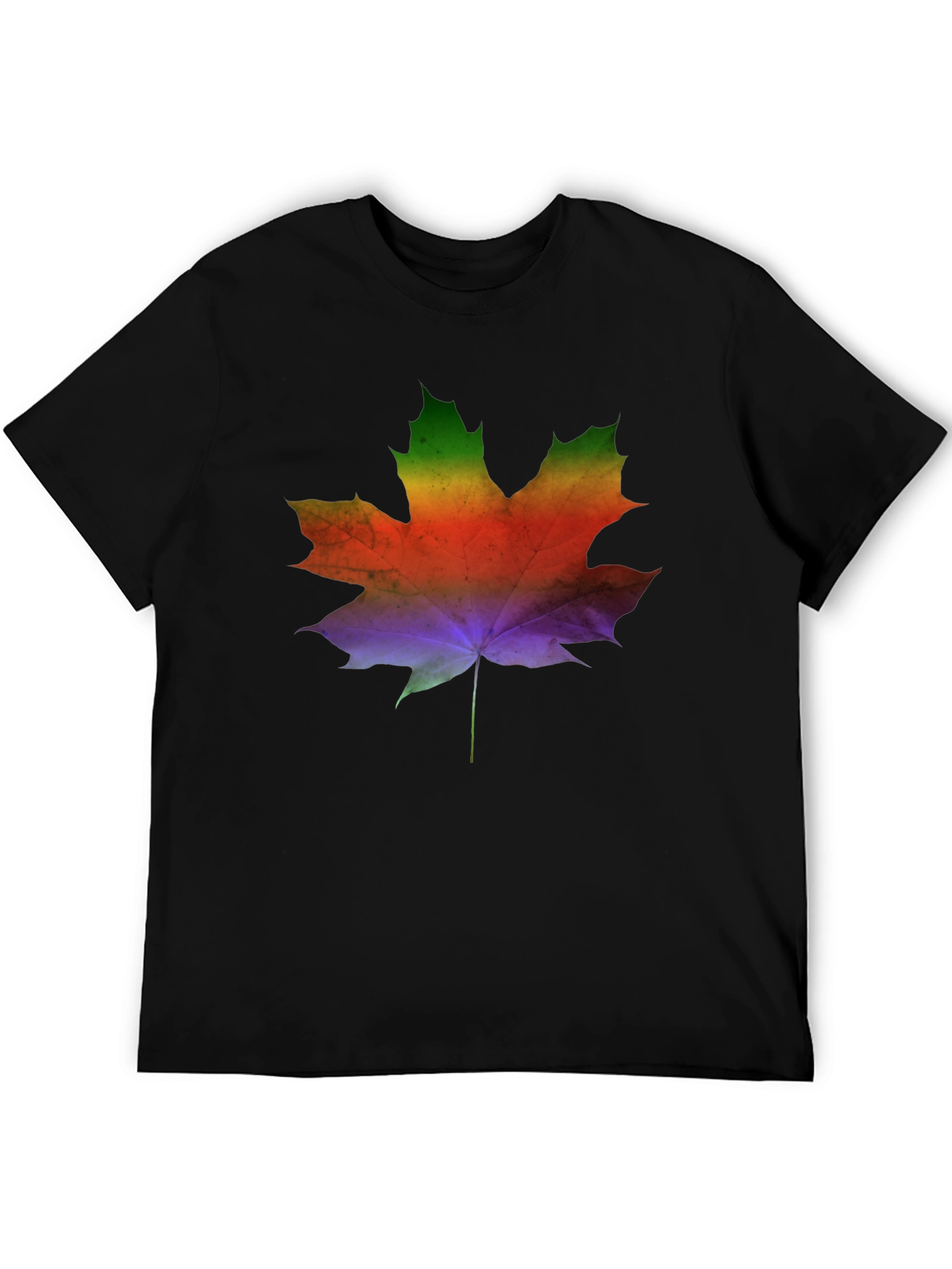Rainbow Maple Leaf Graphic Tee - Mens Black T-Shirt