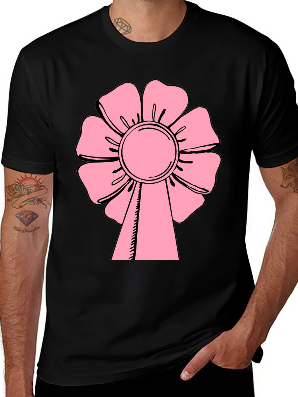 Pink Flower T-Shirt - Casual Wear