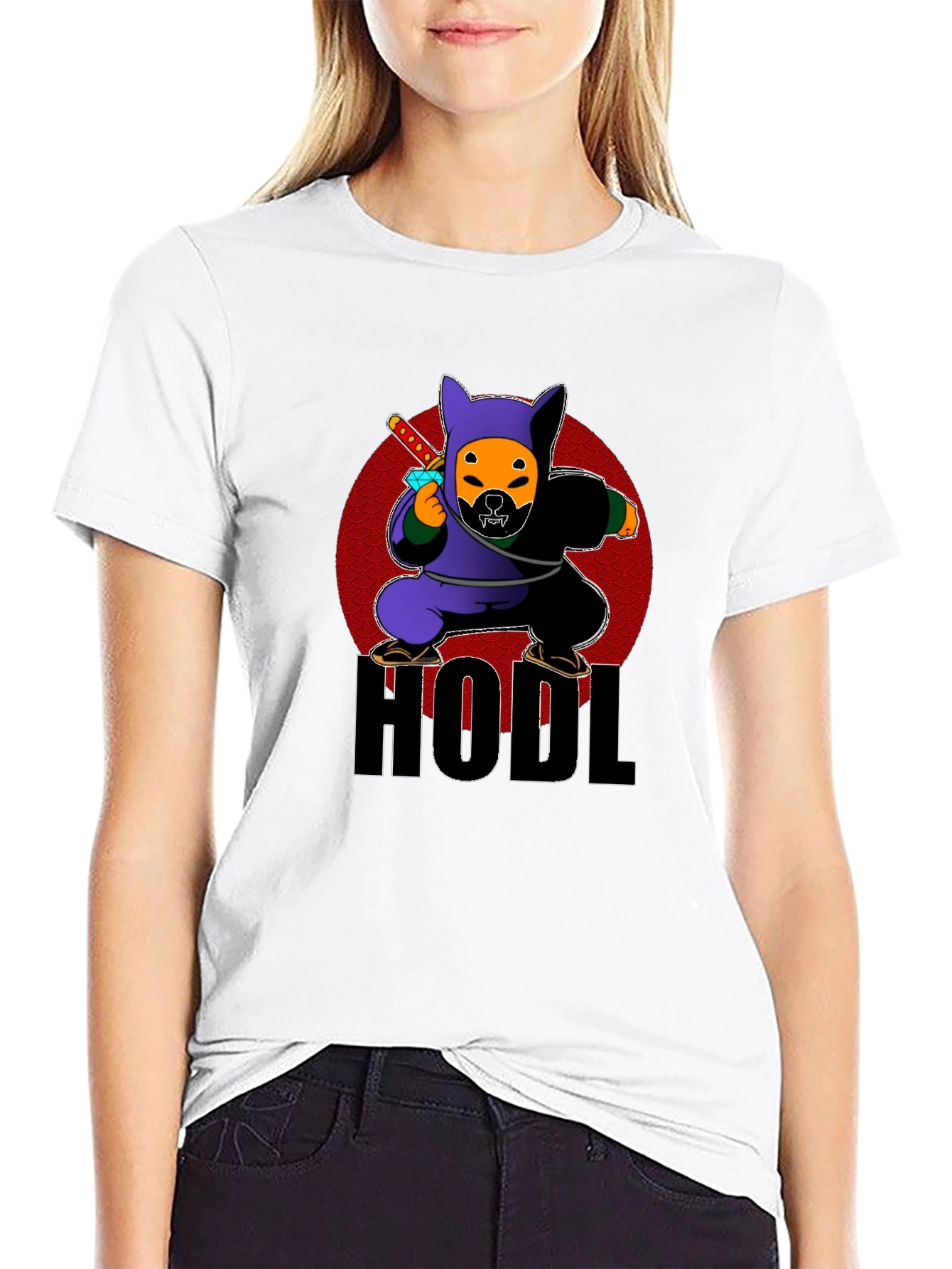 HODL Crypto Dog Ninja Graphic T-Shirt