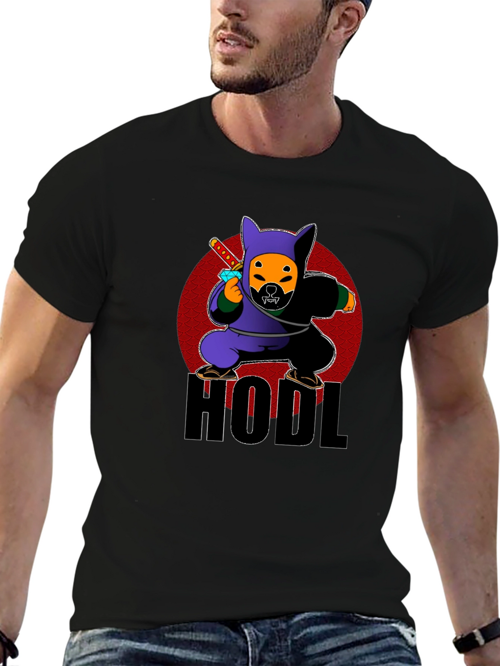 HODL Crypto Dog Ninja Graphic T-Shirt