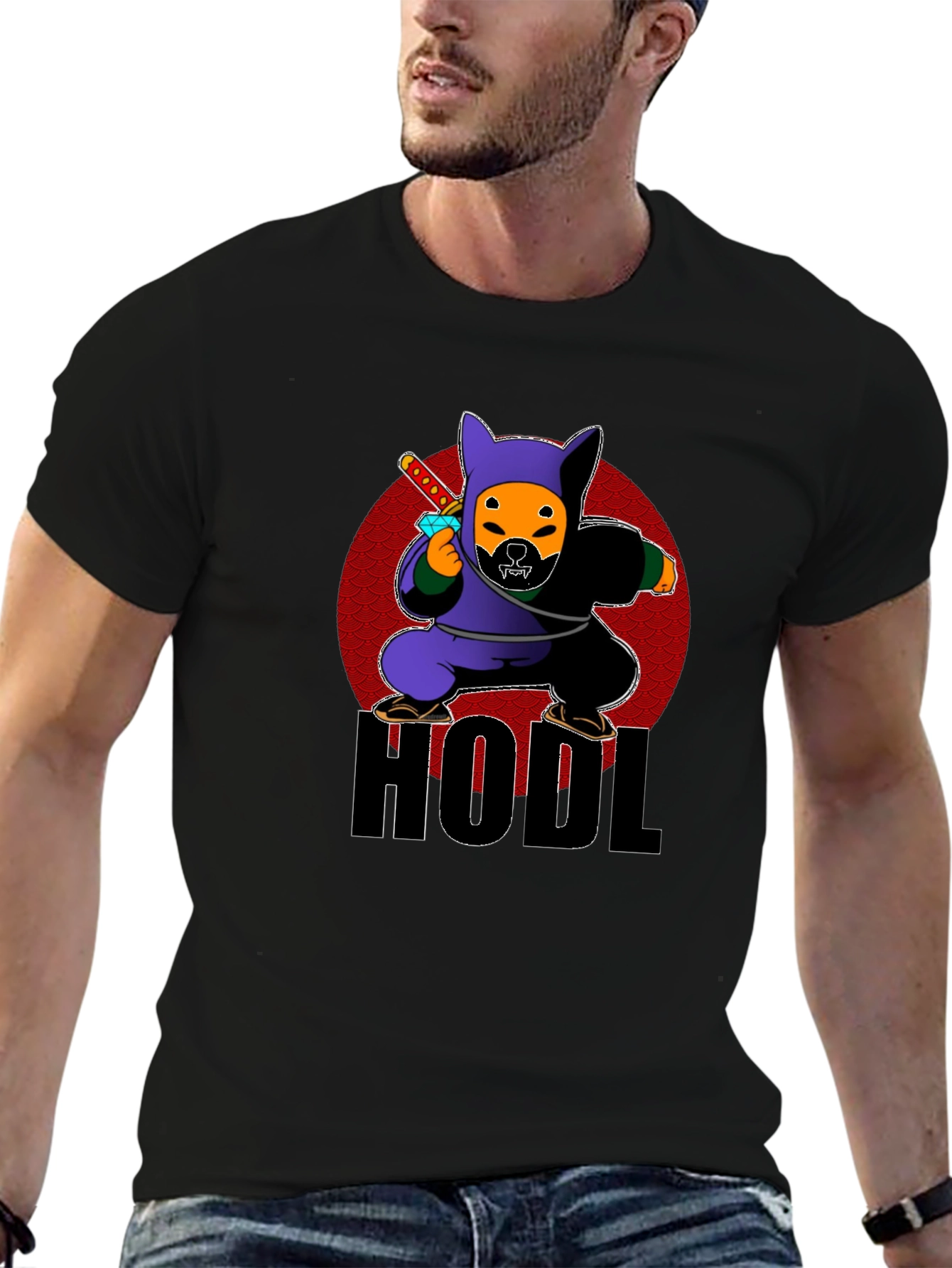 HODL Crypto Dog Ninja Graphic T-Shirt
