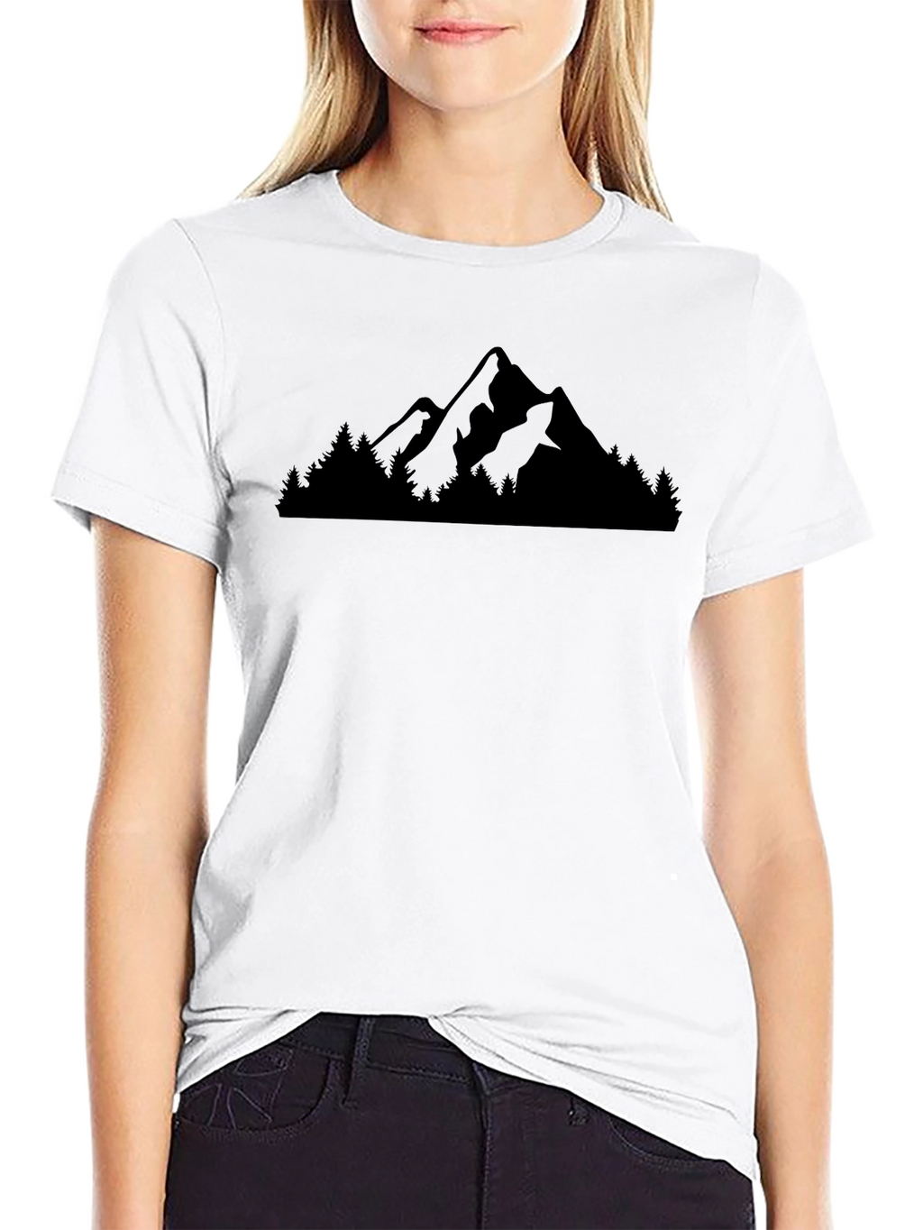 Mountain & Trees Graphic Black T-Shirt