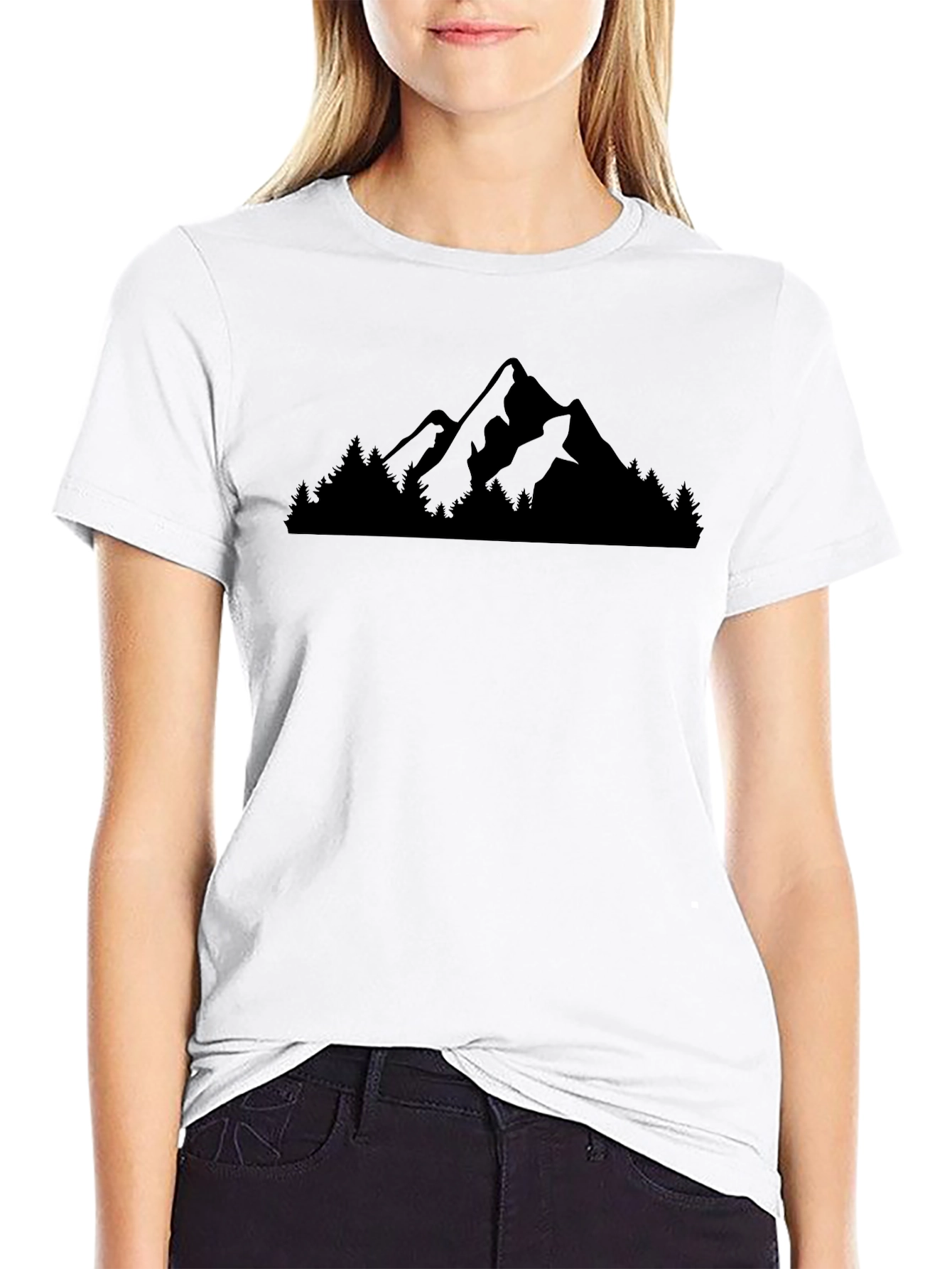 Mountain & Trees Graphic Black T-Shirt
